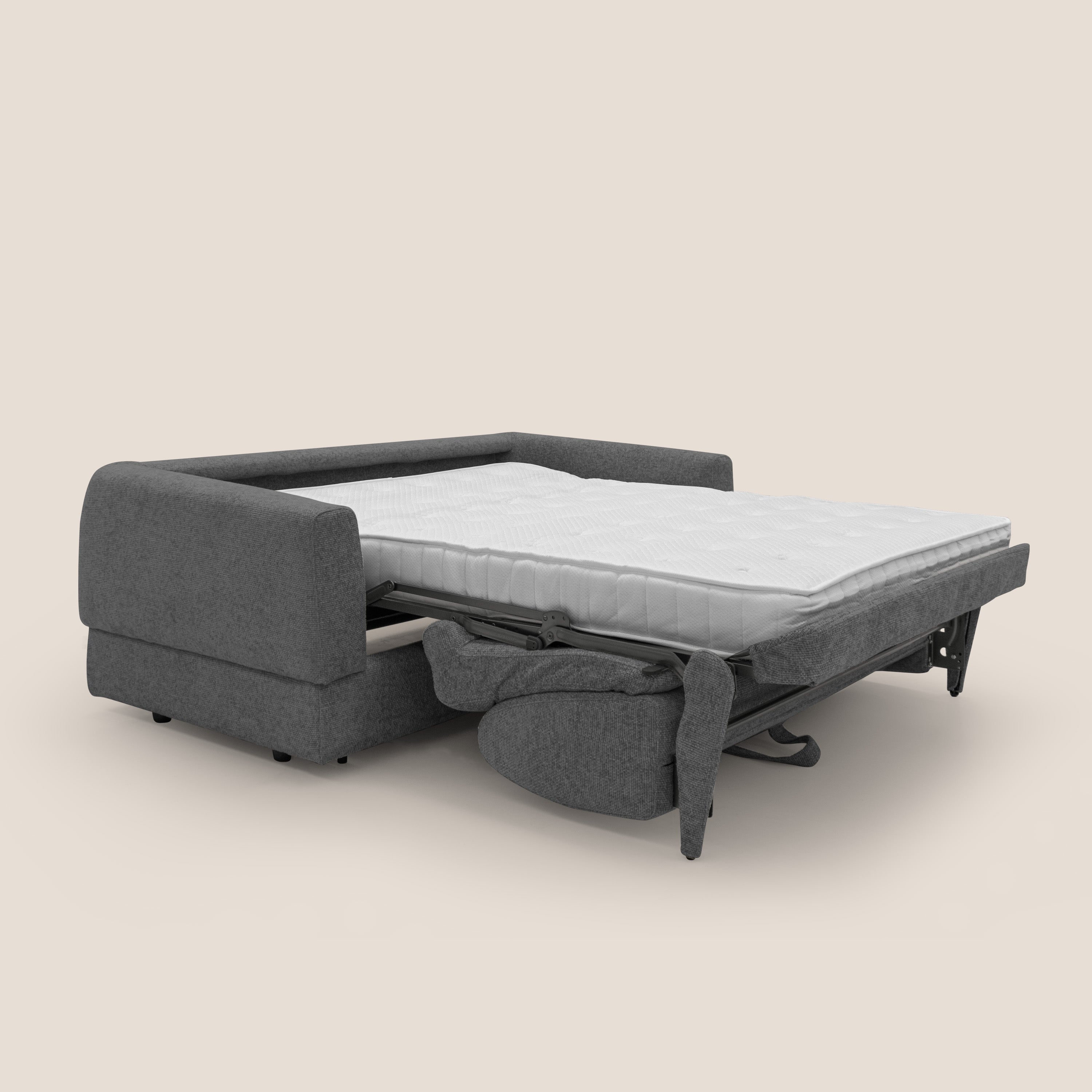 Happy Divano letto matrimoniale con materasso h18 cm in tessuto impermeabile T10 antracite - divani.store