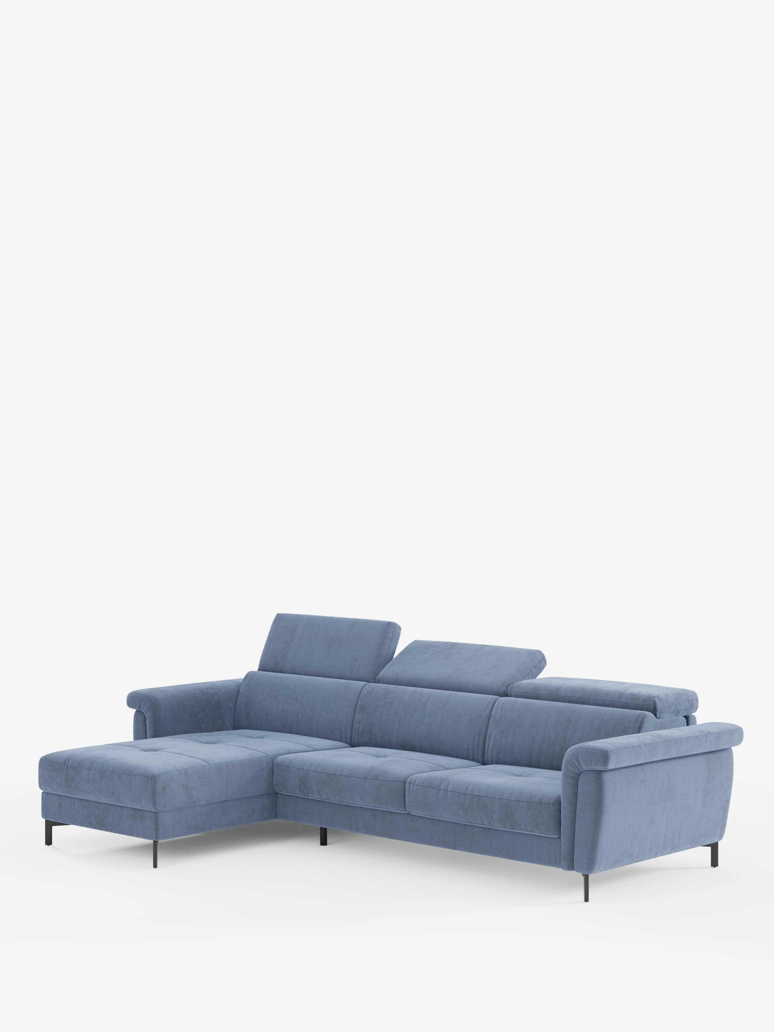 Capri canapé convertible avec méridienne coffre et têtières réglables - Tissu Effet Velours Détachable T30