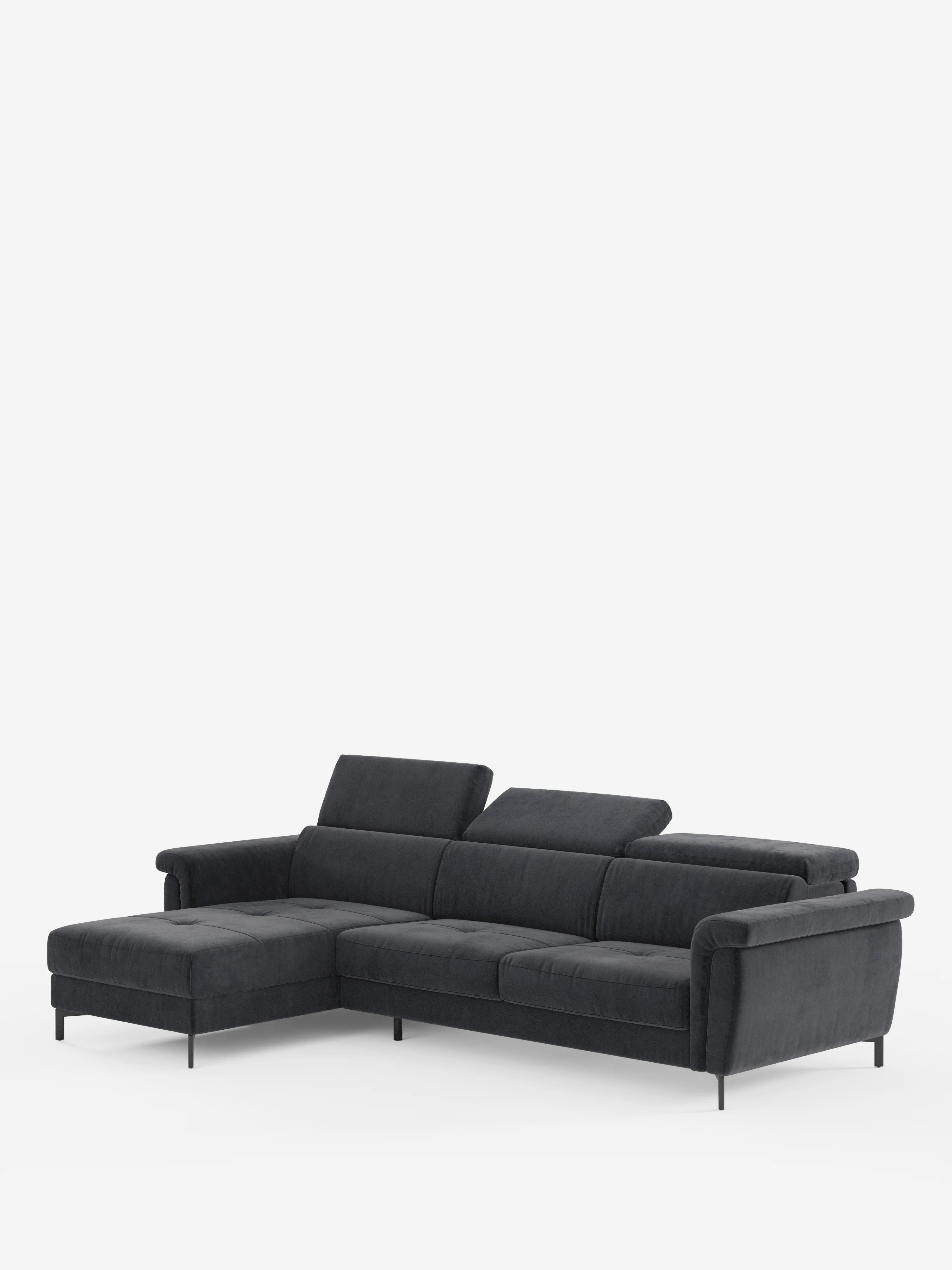 Capri canapé convertible avec méridienne coffre et têtières réglables - Tissu Effet Velours Détachable T30