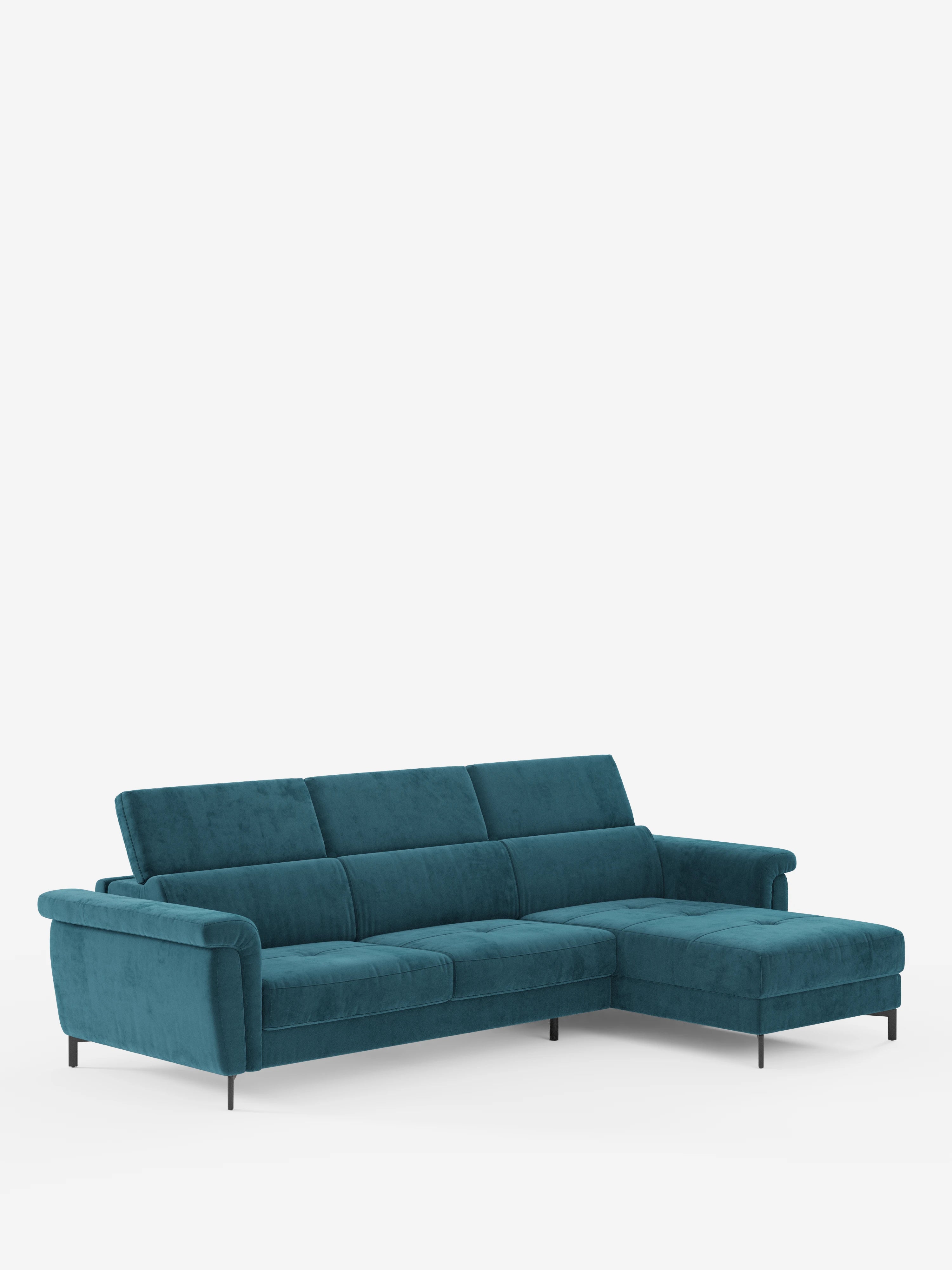 Capri canapé convertible avec méridienne coffre et têtières réglables - Tissu Effet Velours Détachable T30