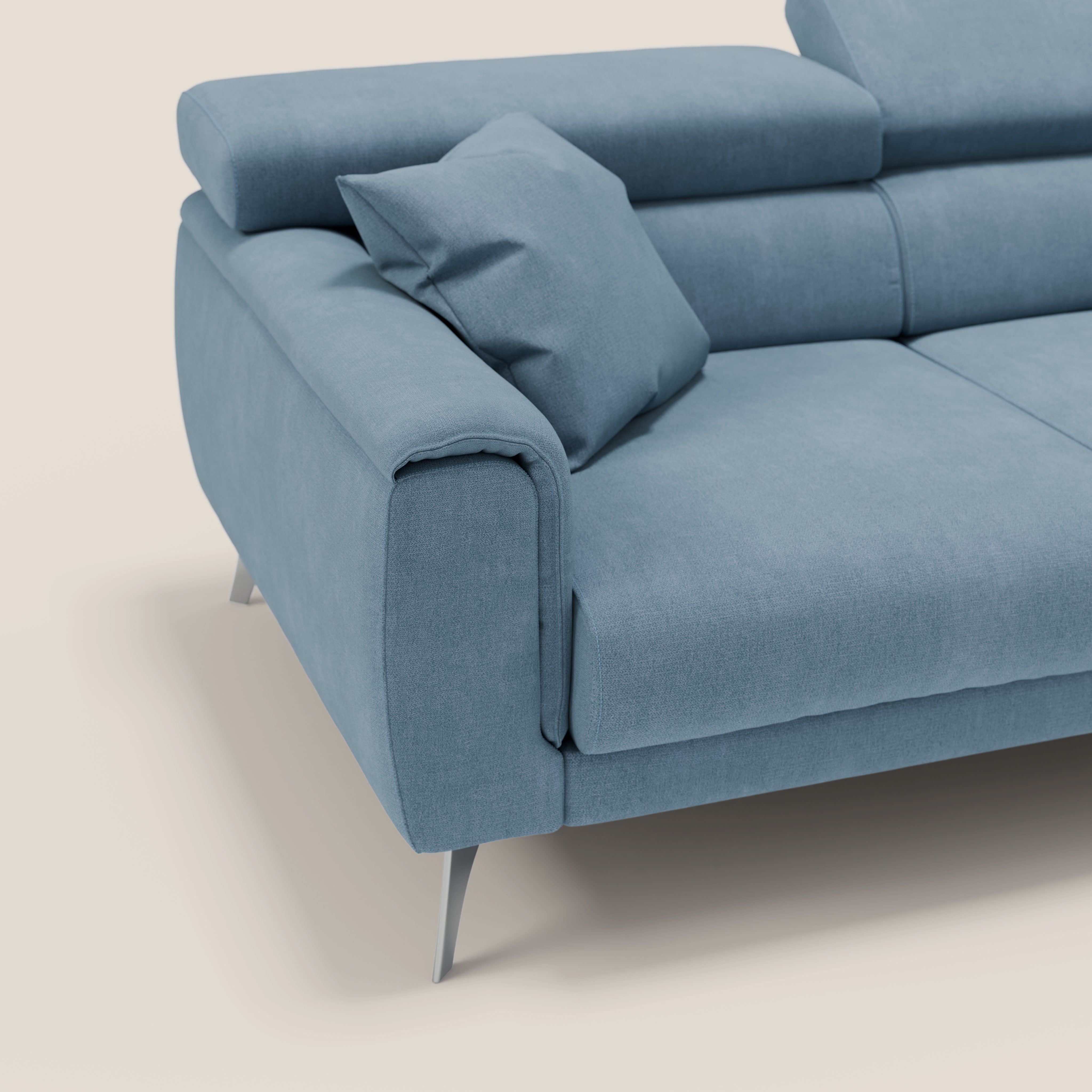 Caravaggio Divano angolare con sedute scorrevoli in tessuto morbido impermeabile T02 carta da zucchero - divani.store