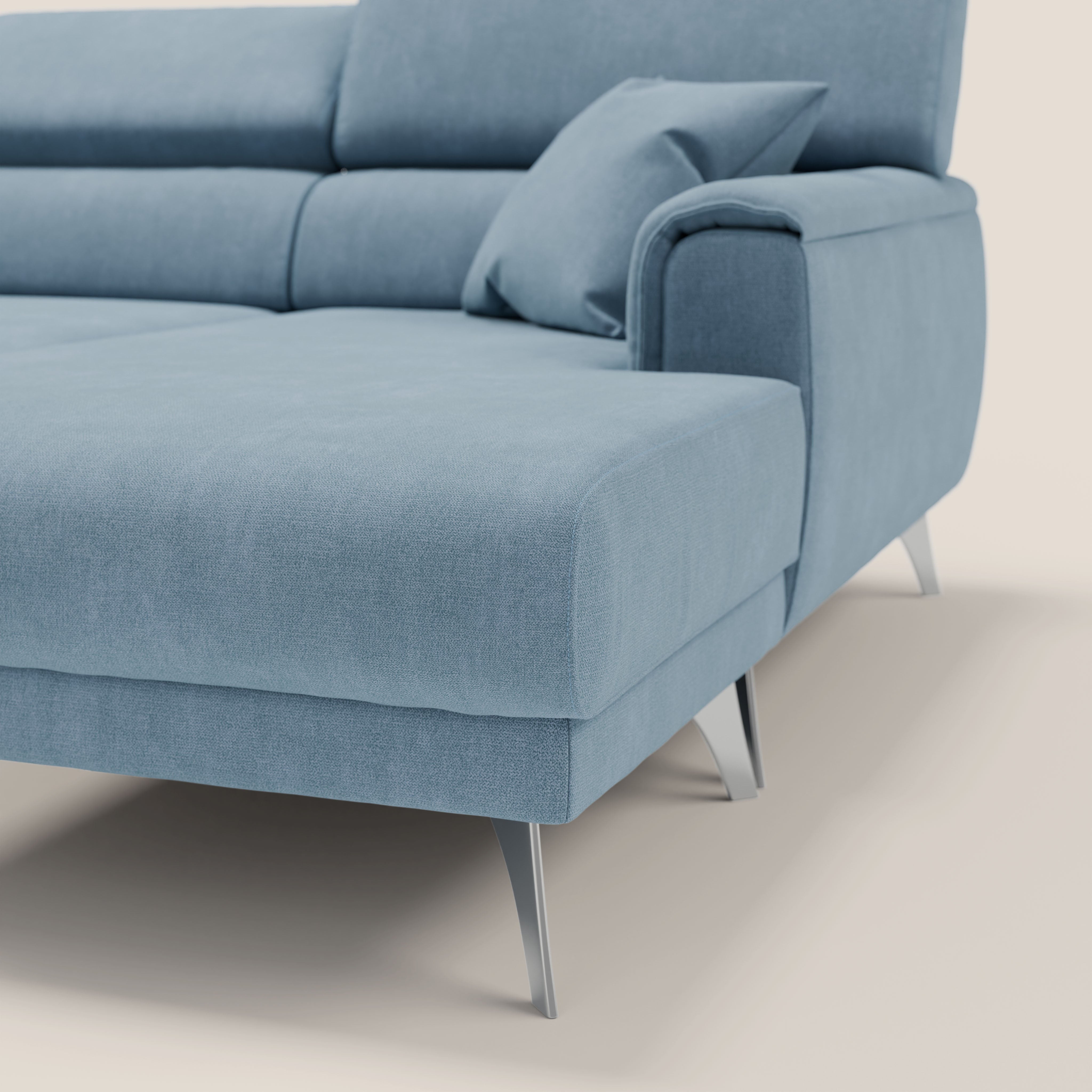 Caravaggio Divano angolare con sedute scorrevoli in tessuto morbido impermeabile T02 carta da zucchero - divani.store