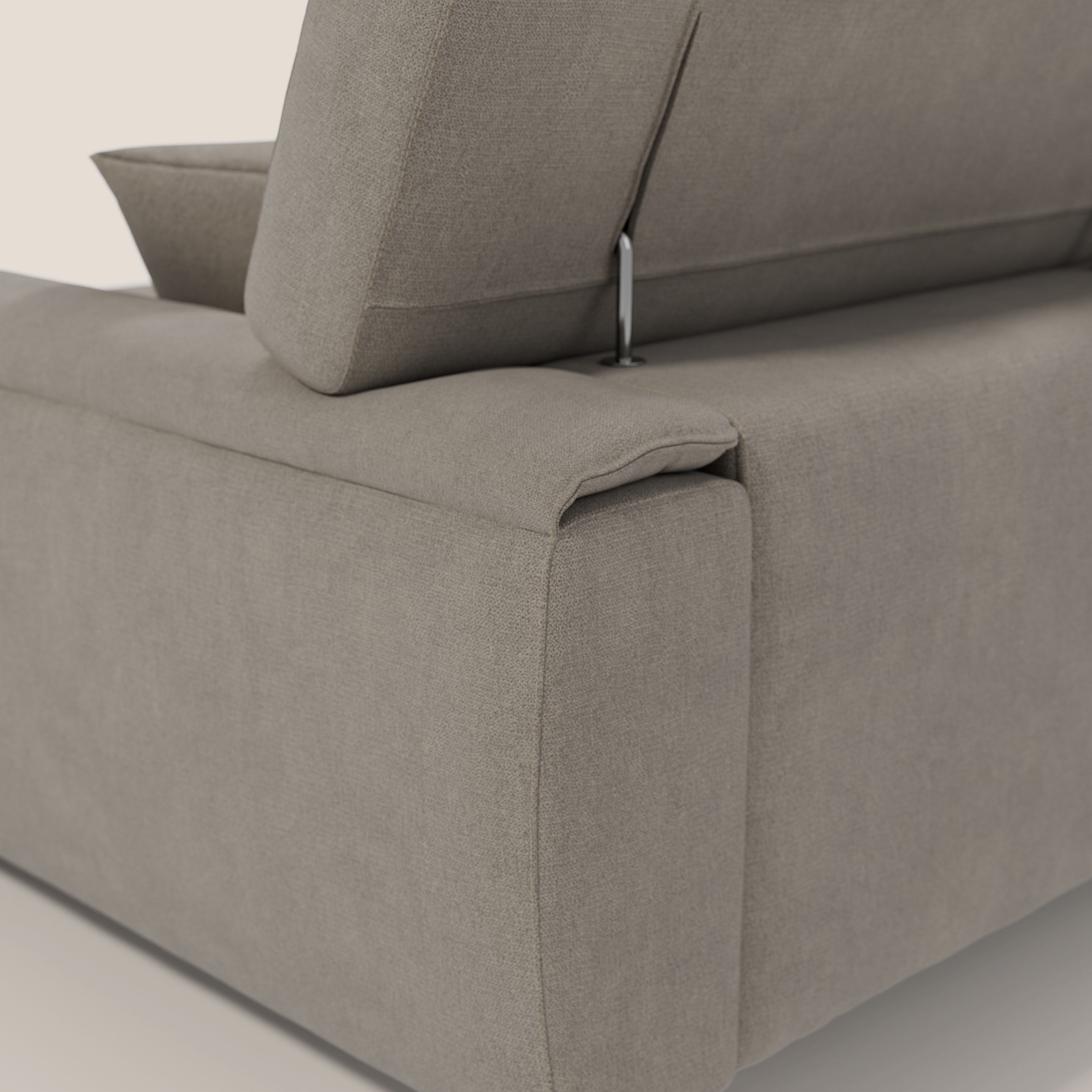 Caravaggio Divano angolare con sedute scorrevoli in tessuto morbido impermeabile T02 beige - divani.store