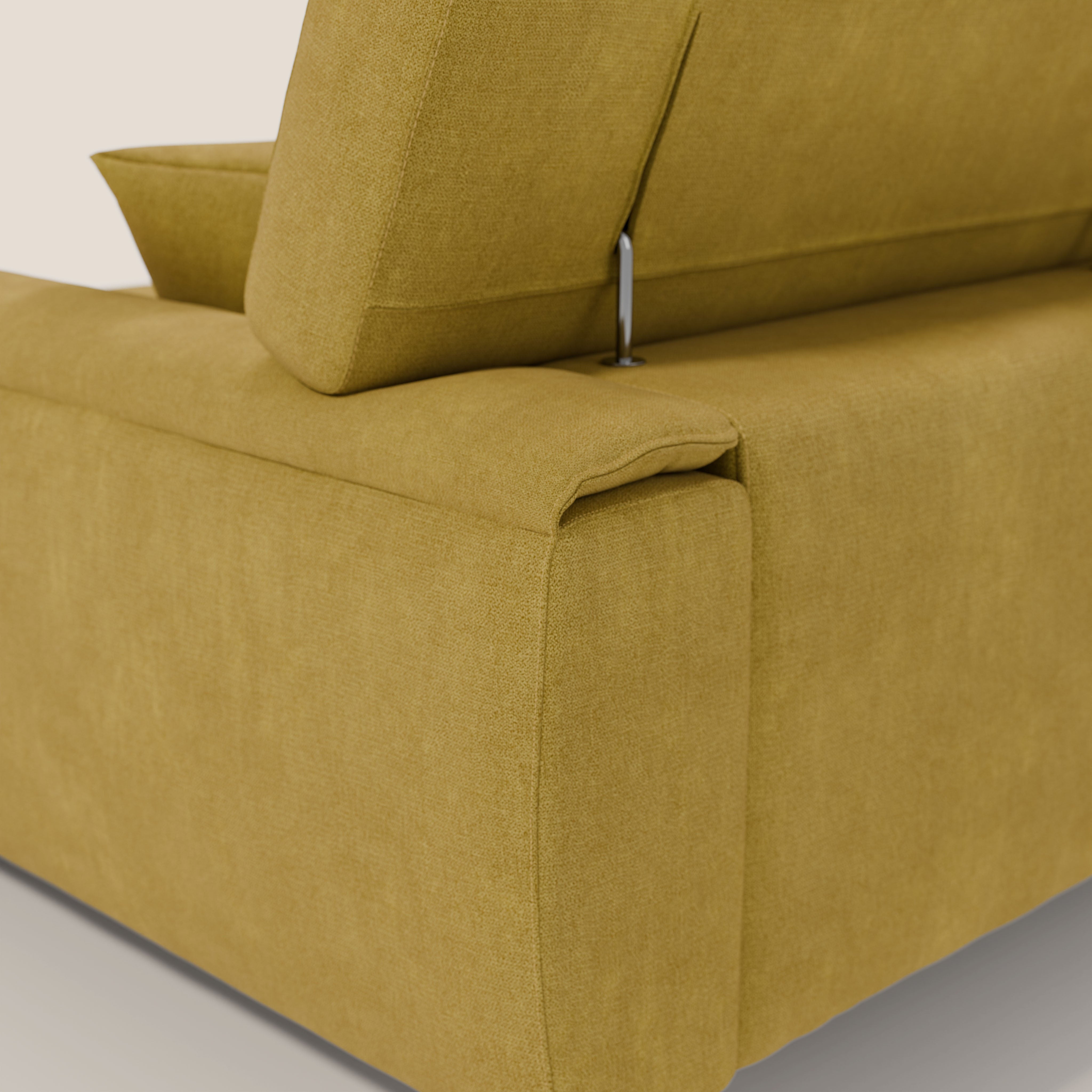 Caravaggio Divano angolare con sedute scorrevoli in tessuto morbido impermeabile T02 giallo - divani.store