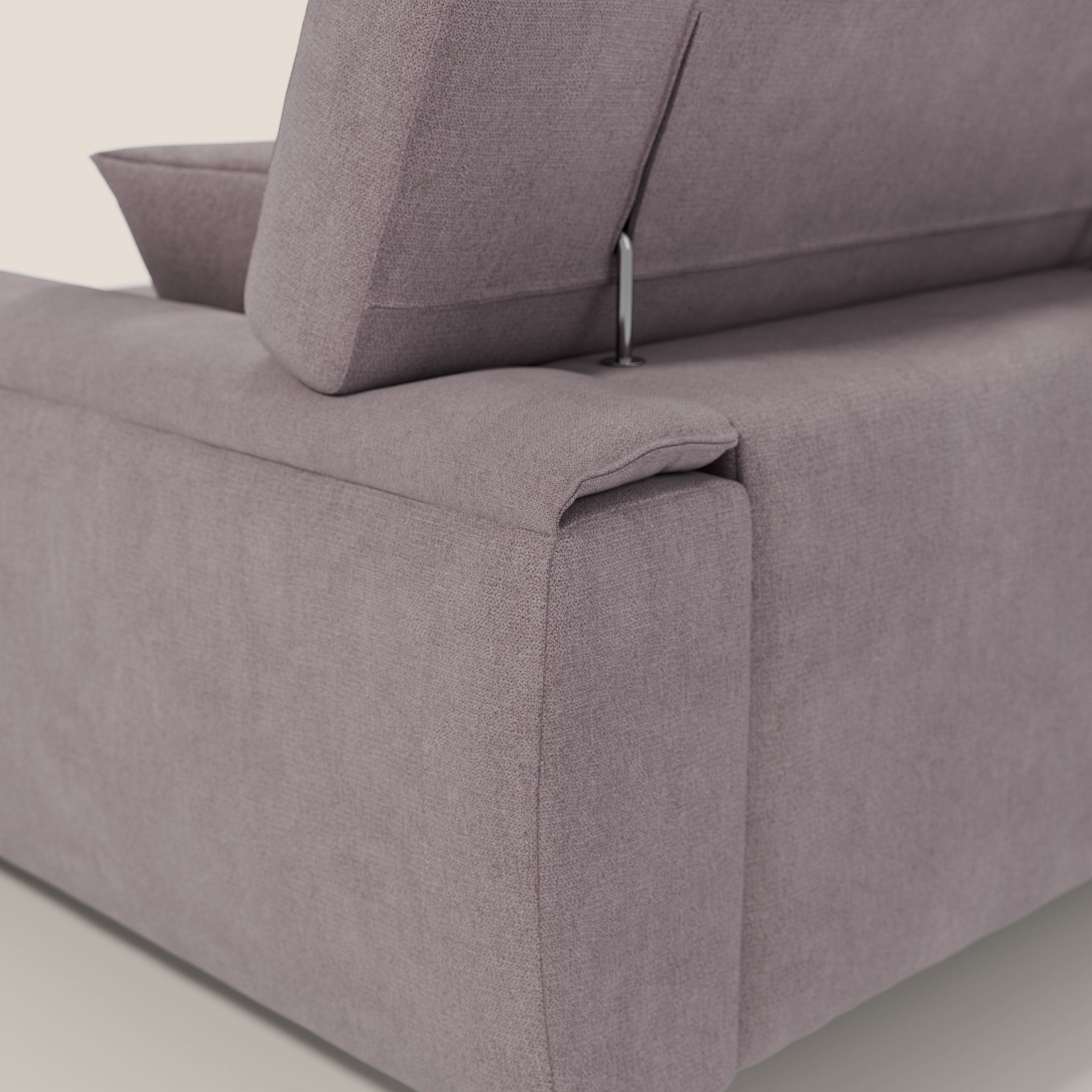 Caravaggio Divano angolare con sedute scorrevoli in tessuto morbido impermeabile T02 rosa - divani.store