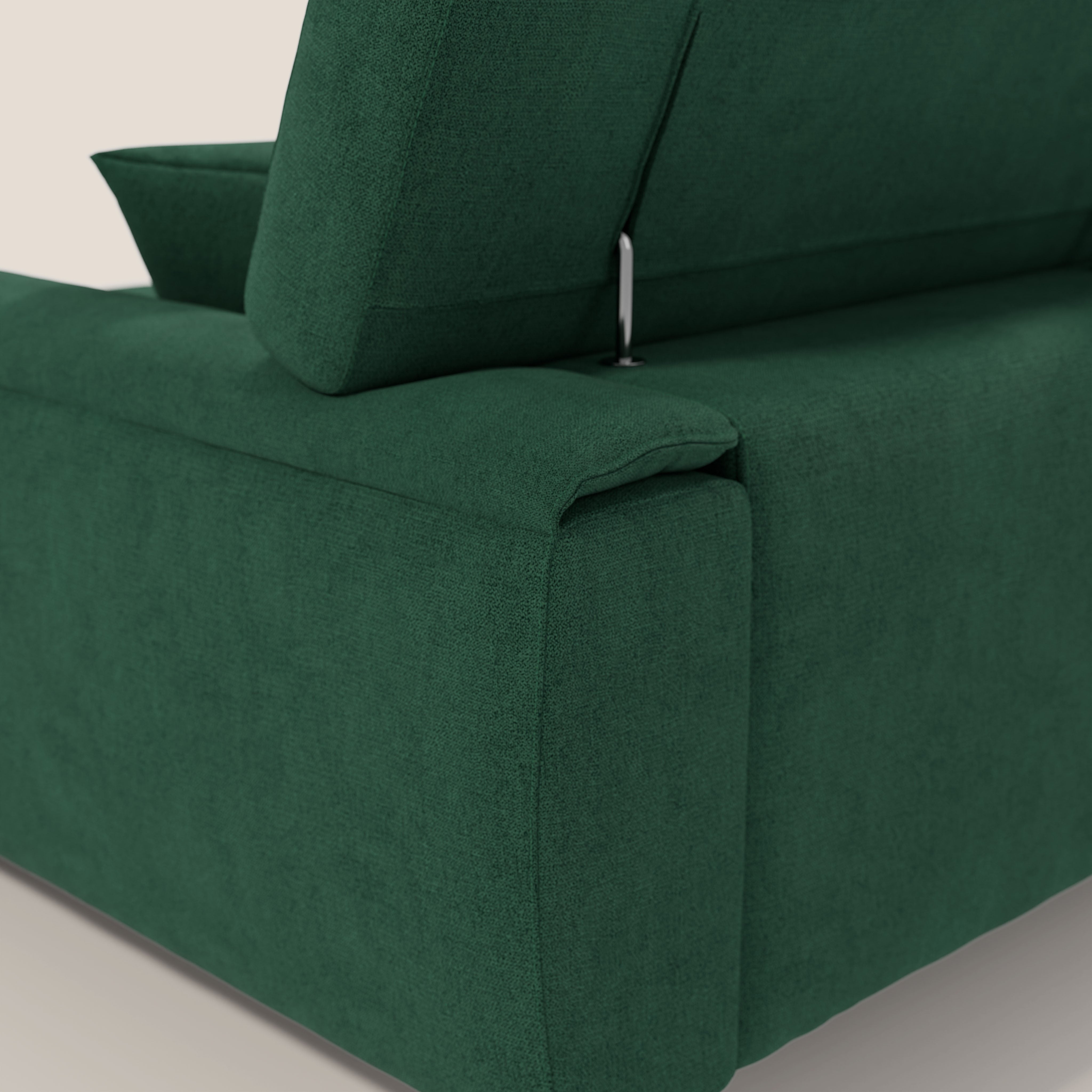 Caravaggio Divano angolare con sedute scorrevoli in tessuto morbido impermeabile T02 verde - divani.store