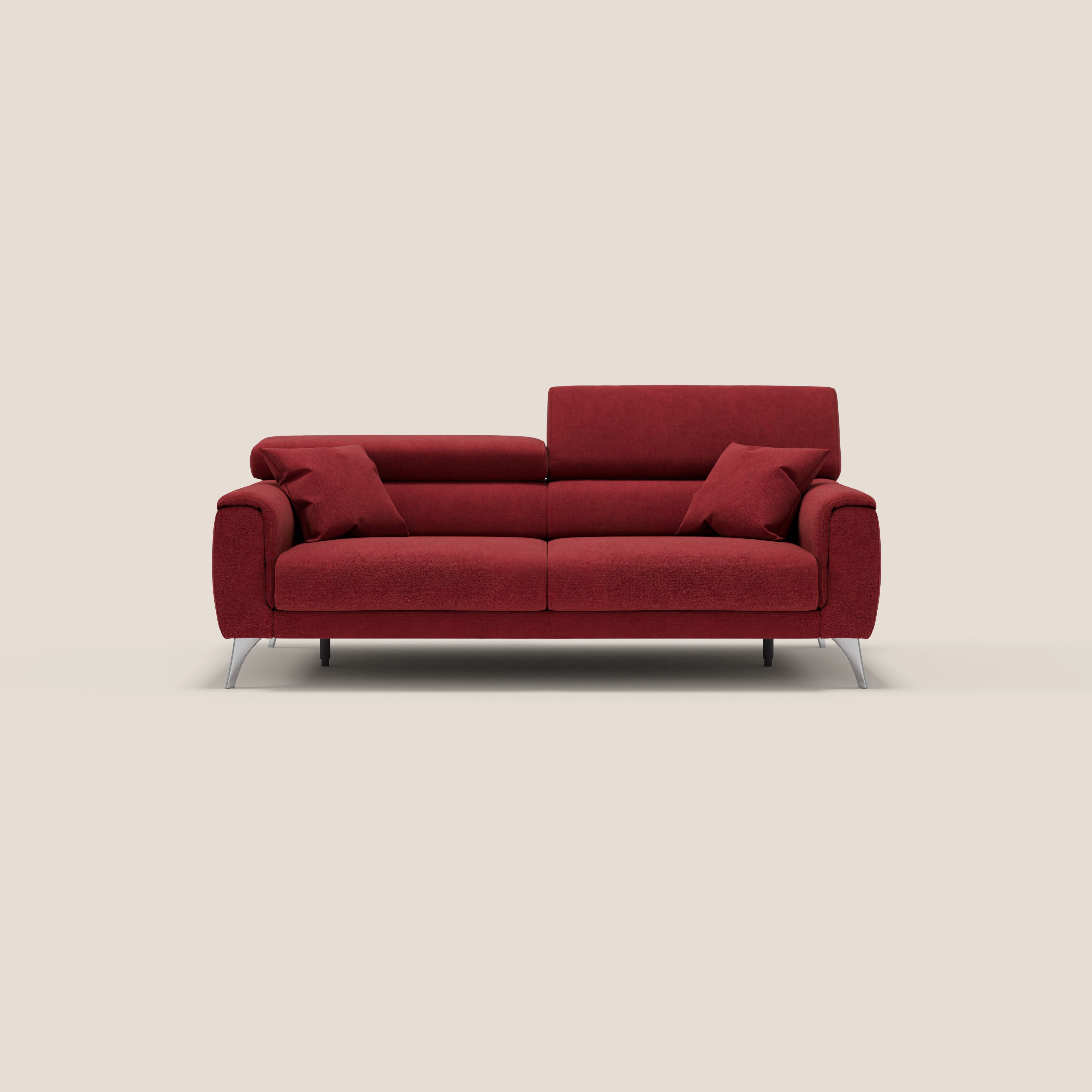 Caravaggio divano con sedute allungabili e poggiatesta reclinabili in tessuto impermeabile T02 rosso - divani.store