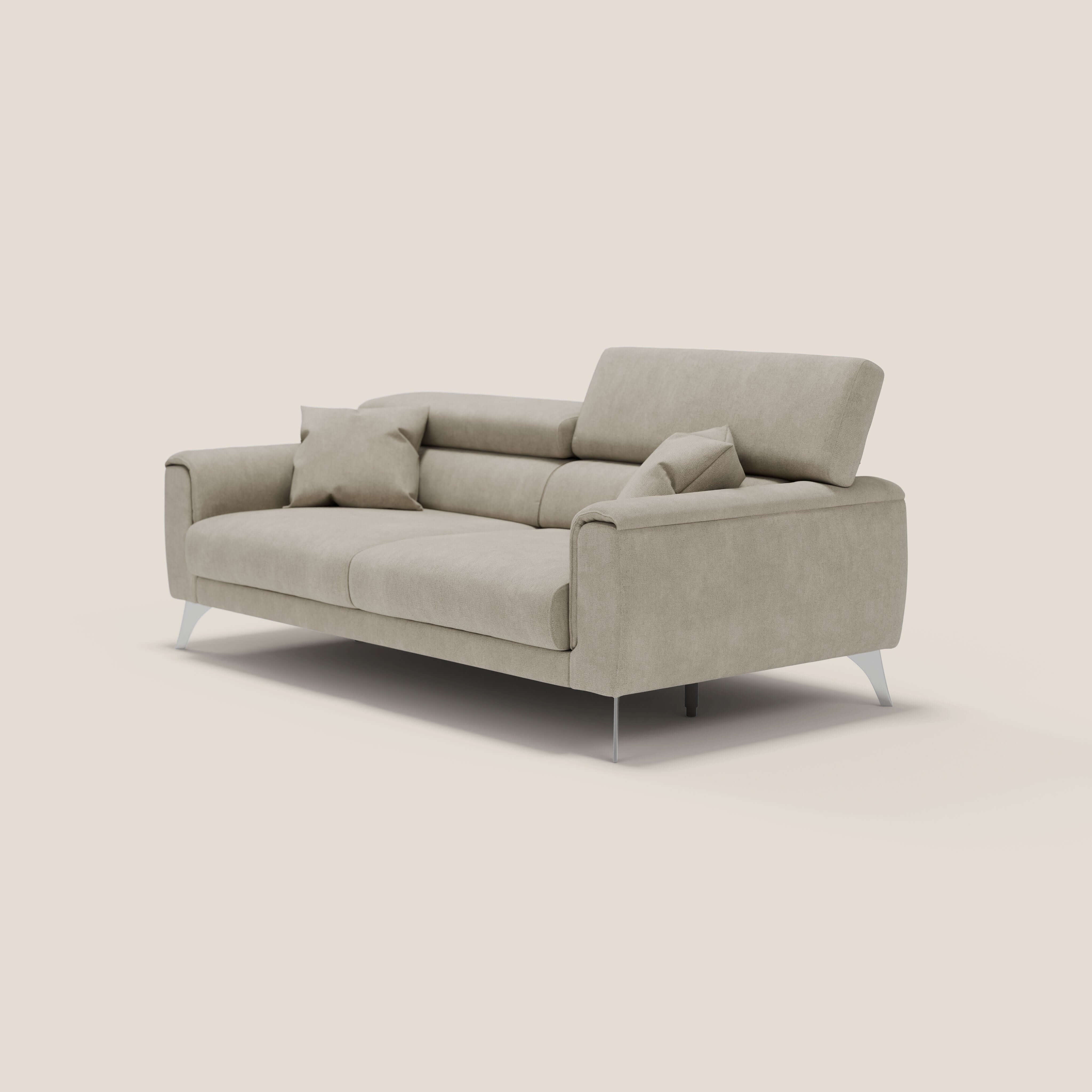 Caravaggio divano con sedute allungabili e poggiatesta reclinabili in tessuto impermeabile T02 panna - divani.store