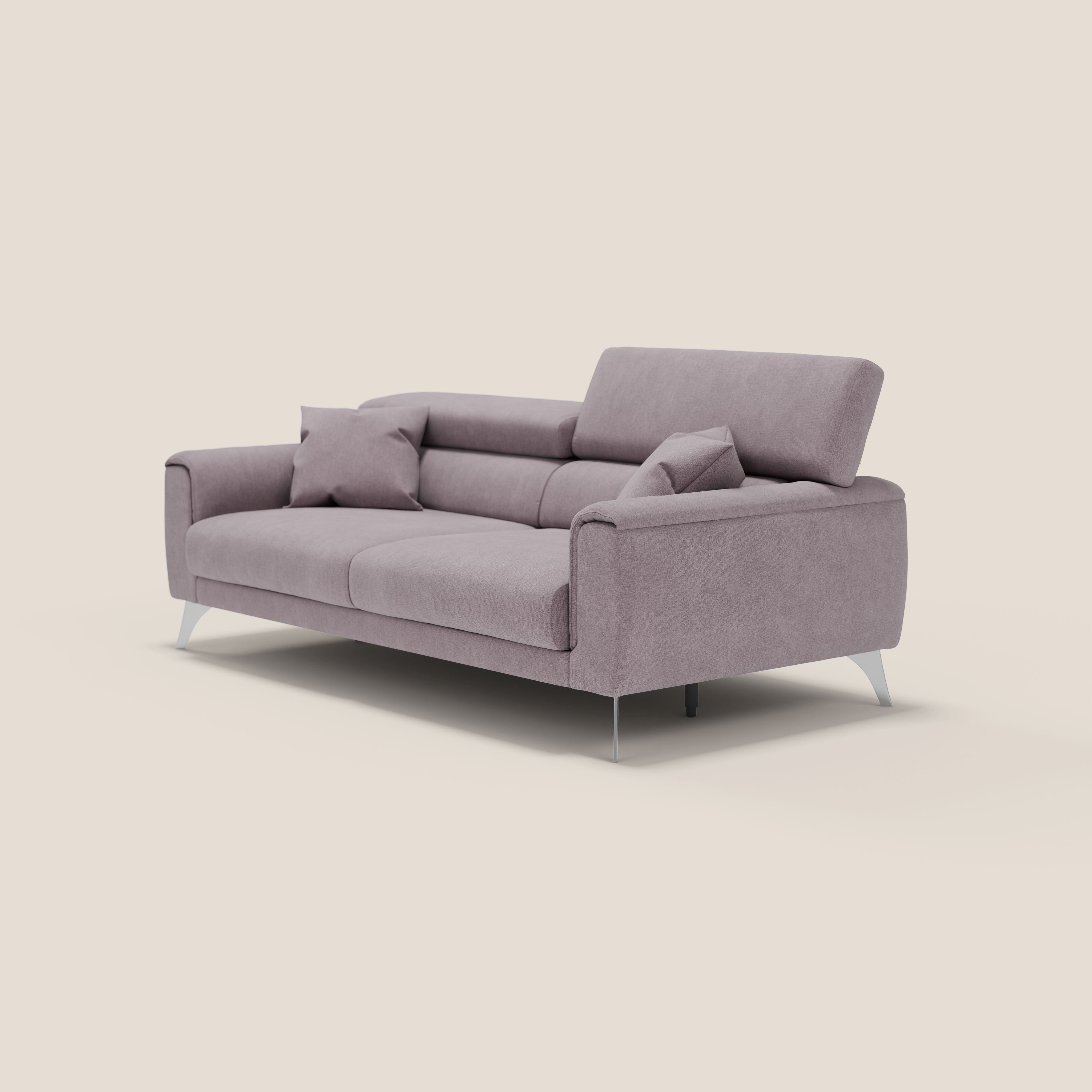 Caravaggio divano con sedute allungabili e poggiatesta reclinabili in tessuto impermeabile T02 rosa - divani.store