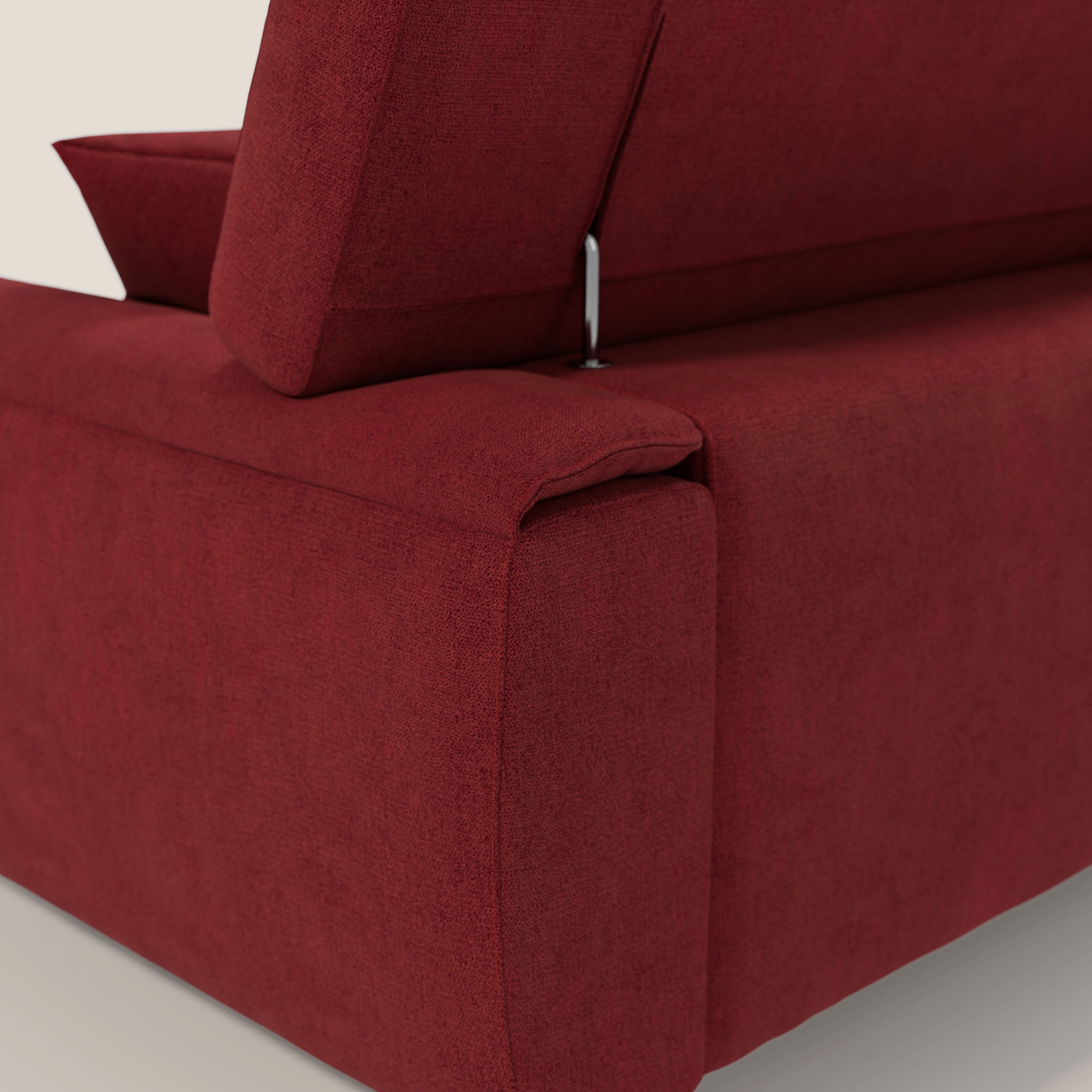 Caravaggio divano con sedute allungabili e poggiatesta reclinabili in tessuto impermeabile T02 rosso - divani.store