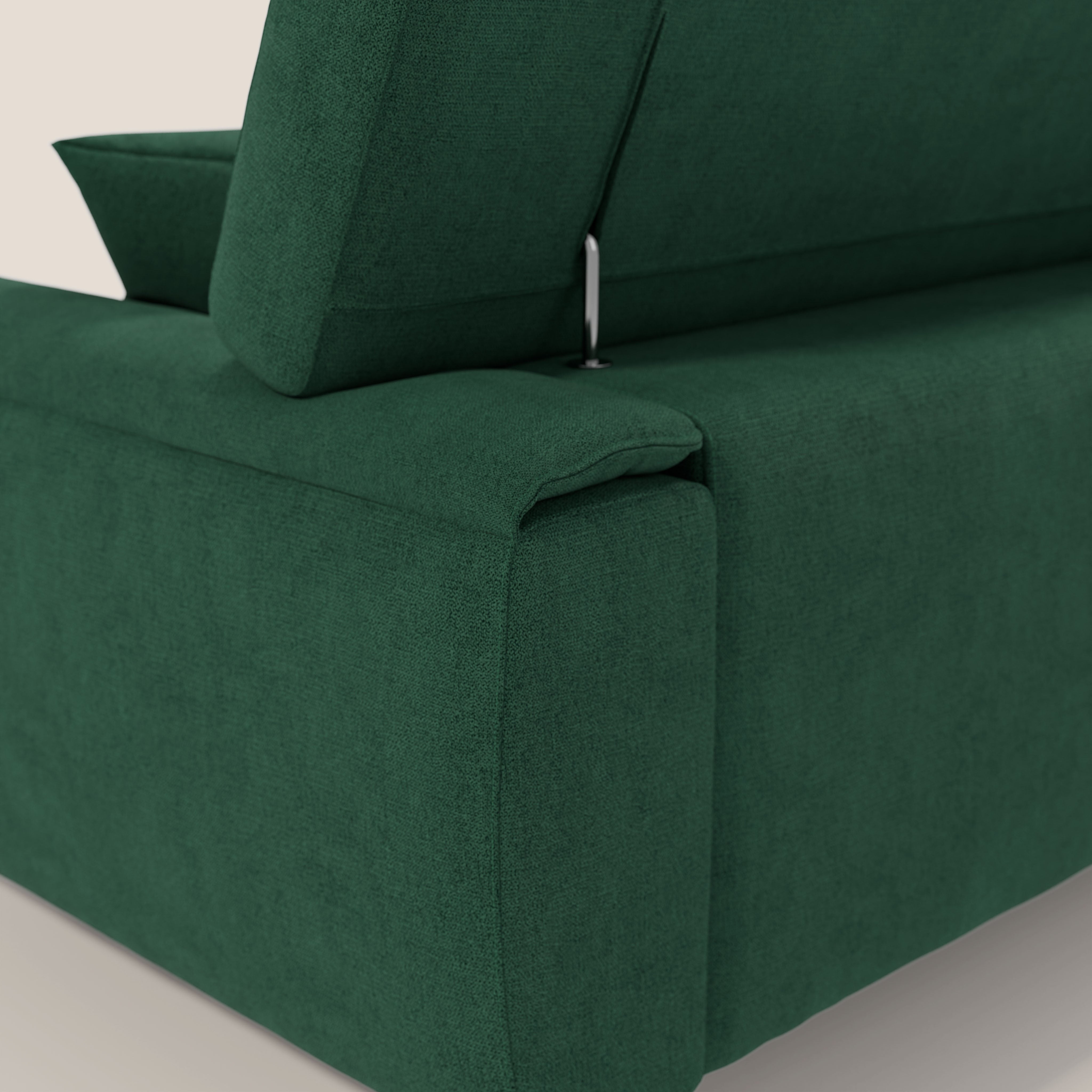 Caravaggio divano con sedute allungabili e poggiatesta reclinabili in tessuto impermeabile T02 verde - divani.store