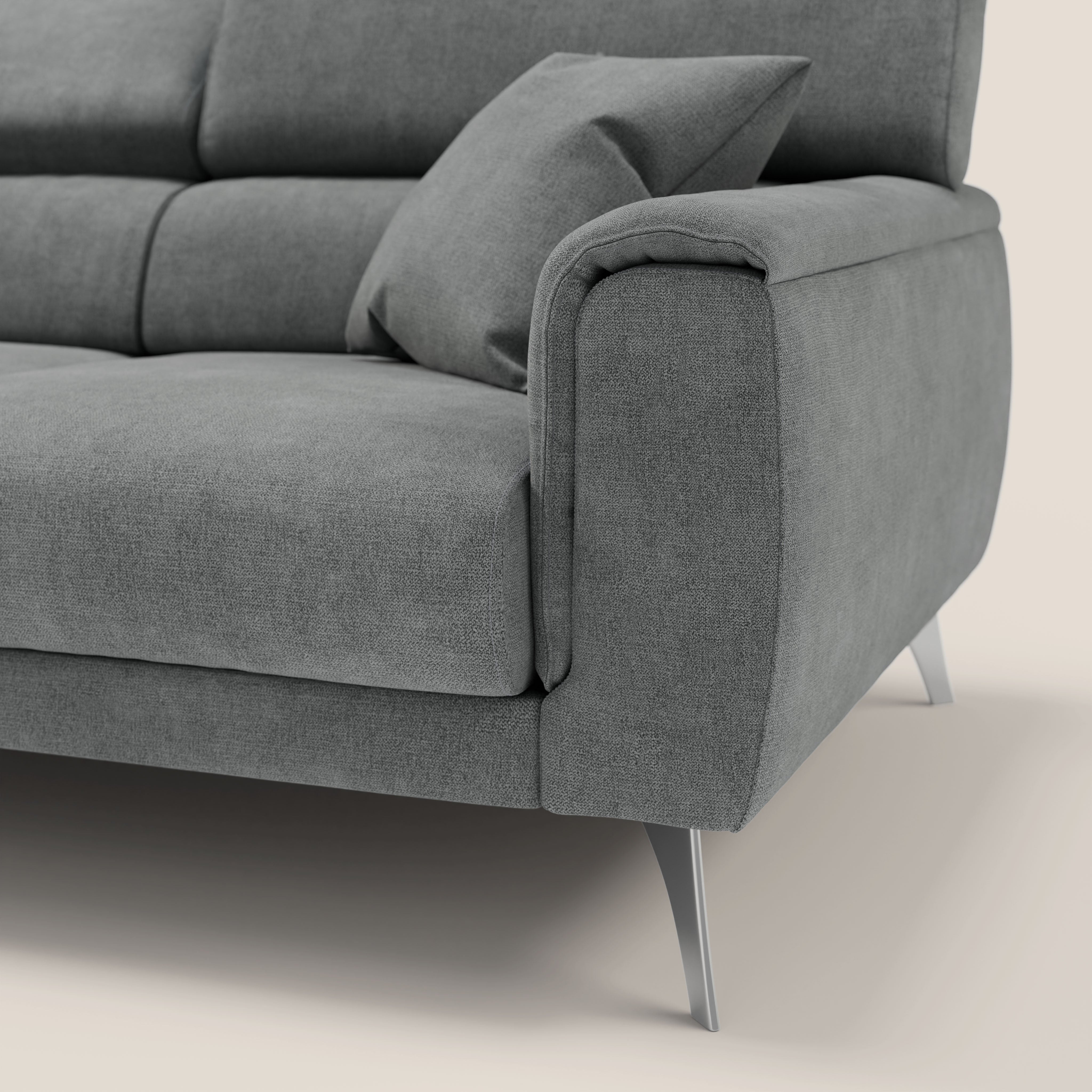 Caravaggio divano con 3 sedute allungabili indipendenti e poggiatesta reclinabili in tessuto impermeabile T02 nero - divani.store