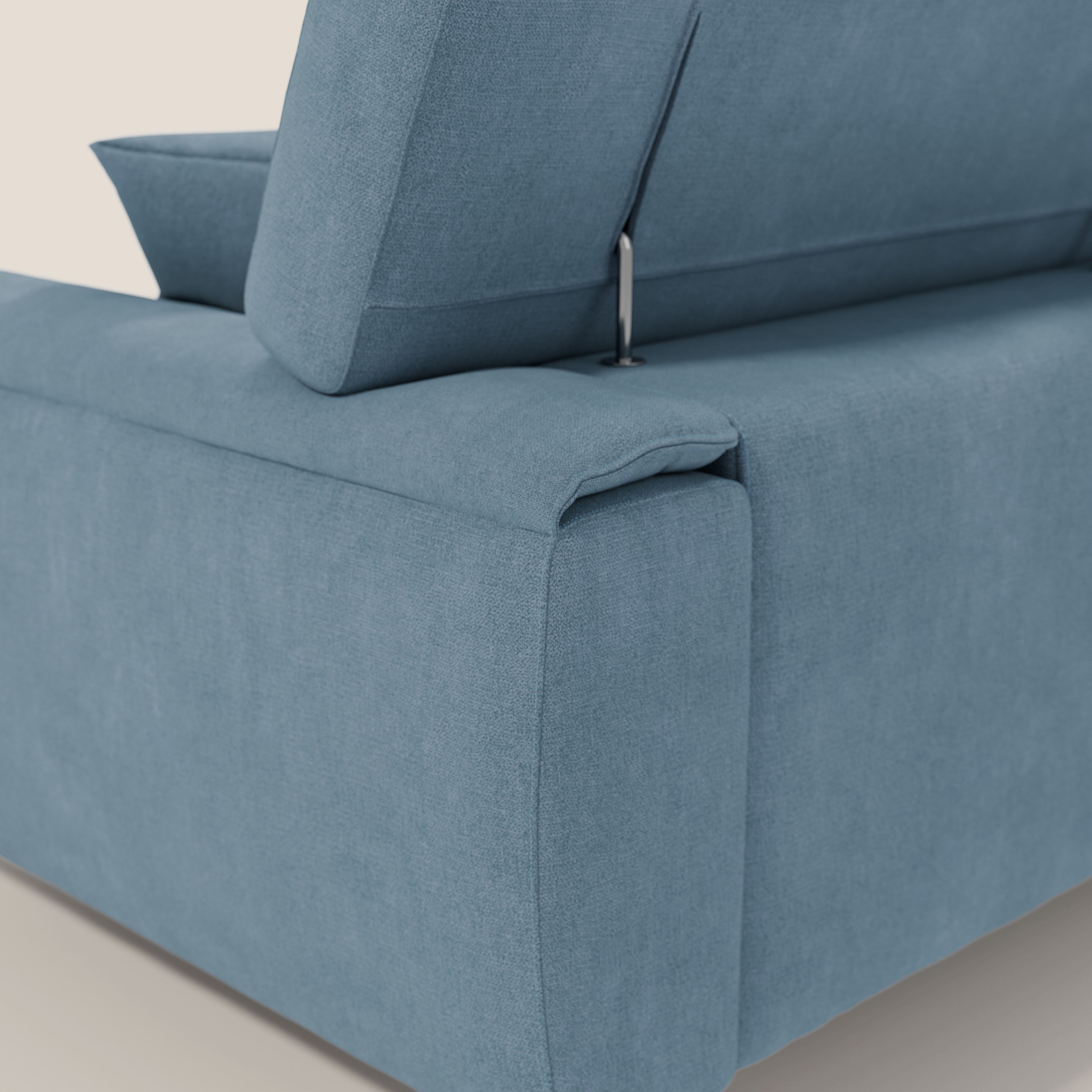 Caravaggio divano con 3 sedute allungabili indipendenti e poggiatesta reclinabili in tessuto impermeabile T02 carta da zucchero - divani.store