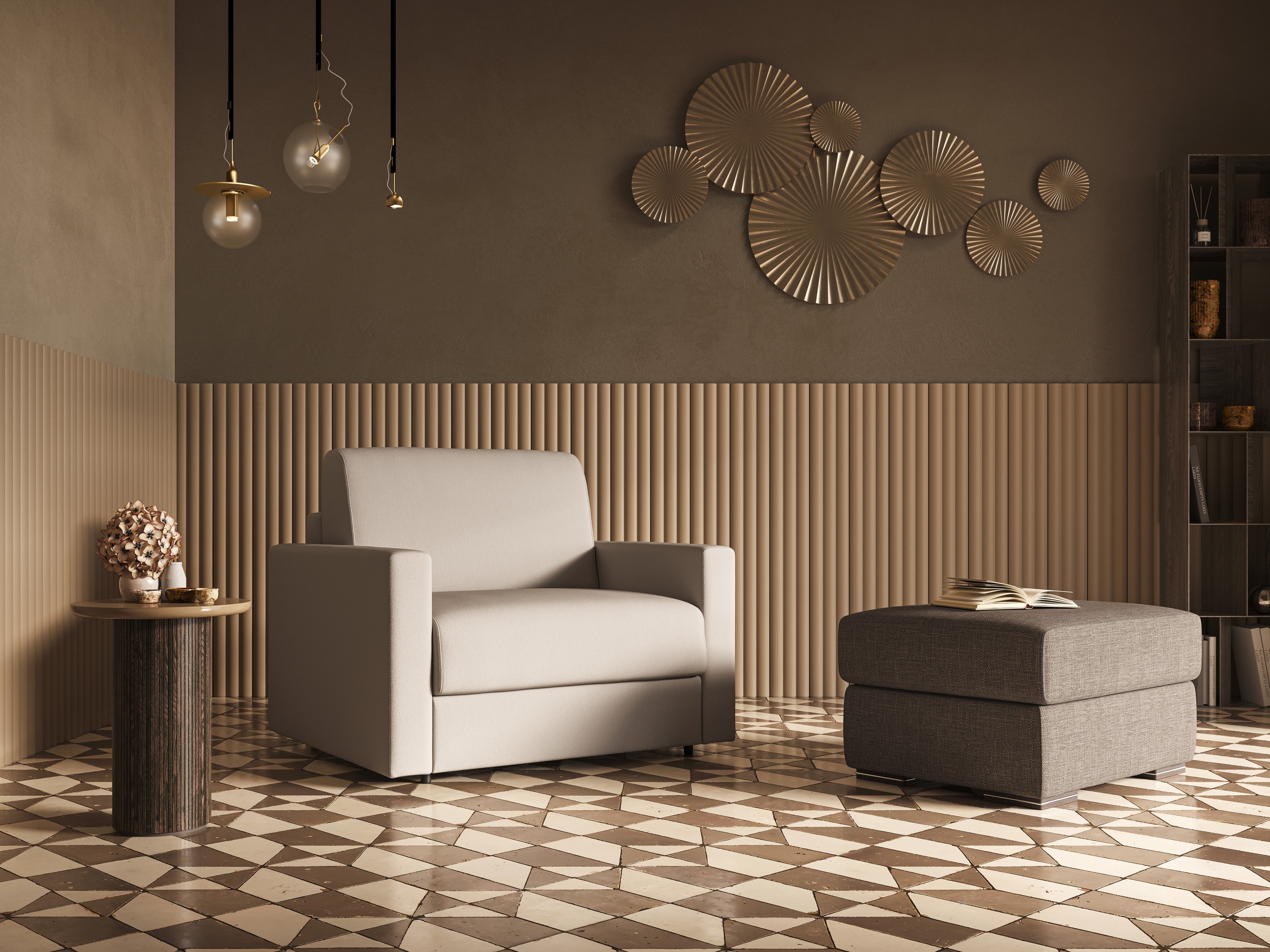 Chris poltrona letto in tessuto impermeabile T13 giallo - divani.store