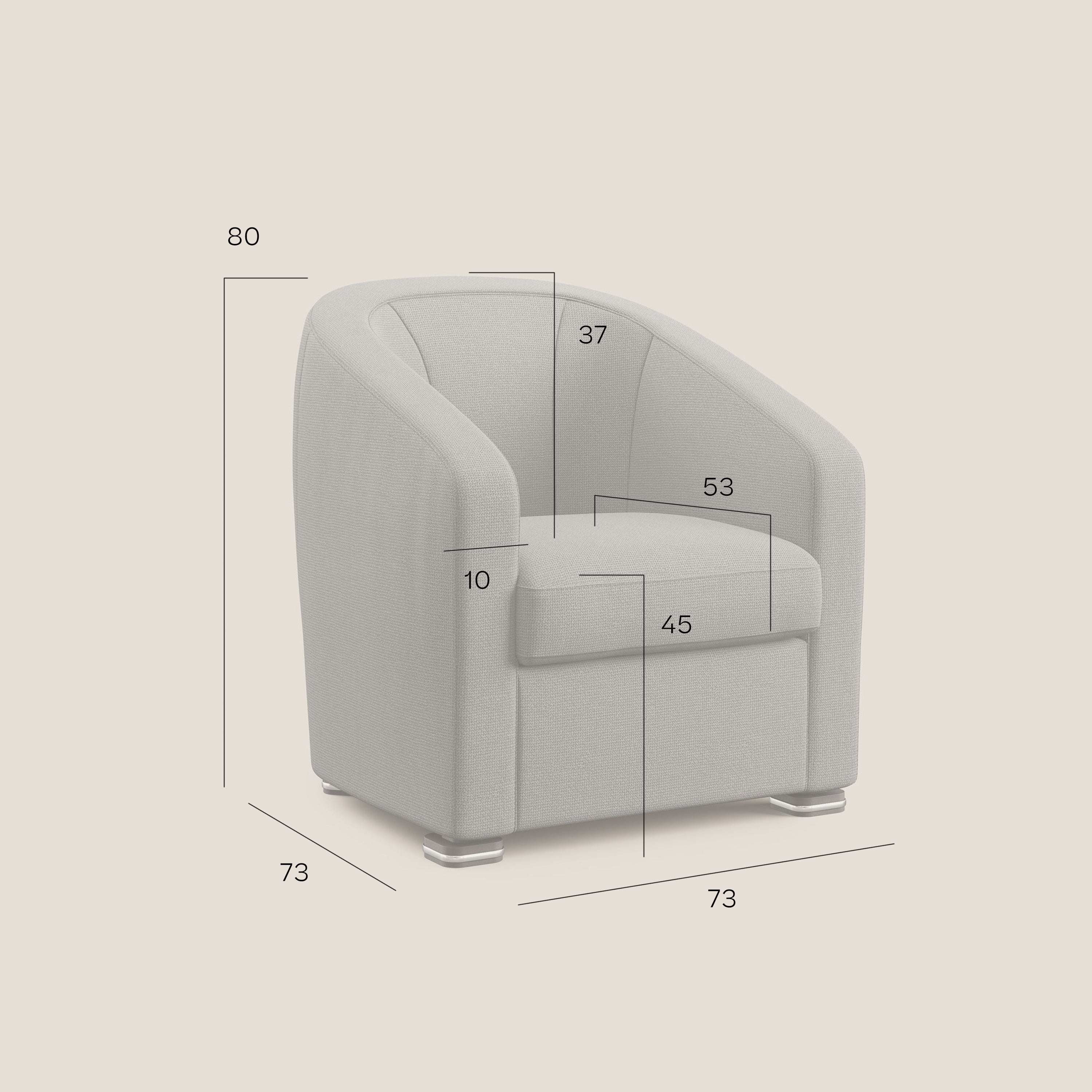 Cloe Poltroncina in tessuto smacchiabile con acqua QuickClean T08 grigio - divani.store