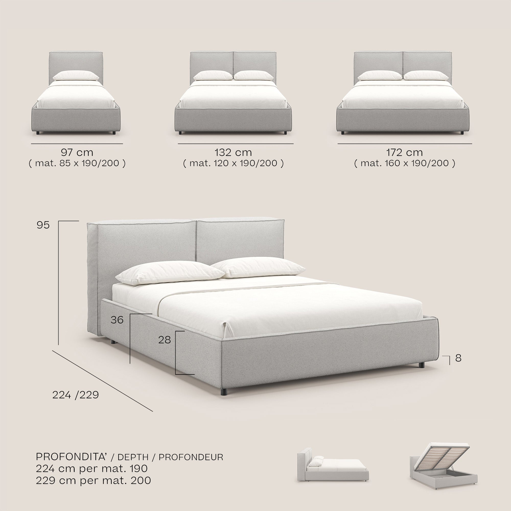 Cocoon letto imbottito contenitore sfoderabile in bouclet impermeabile T07 rosso - divani.store