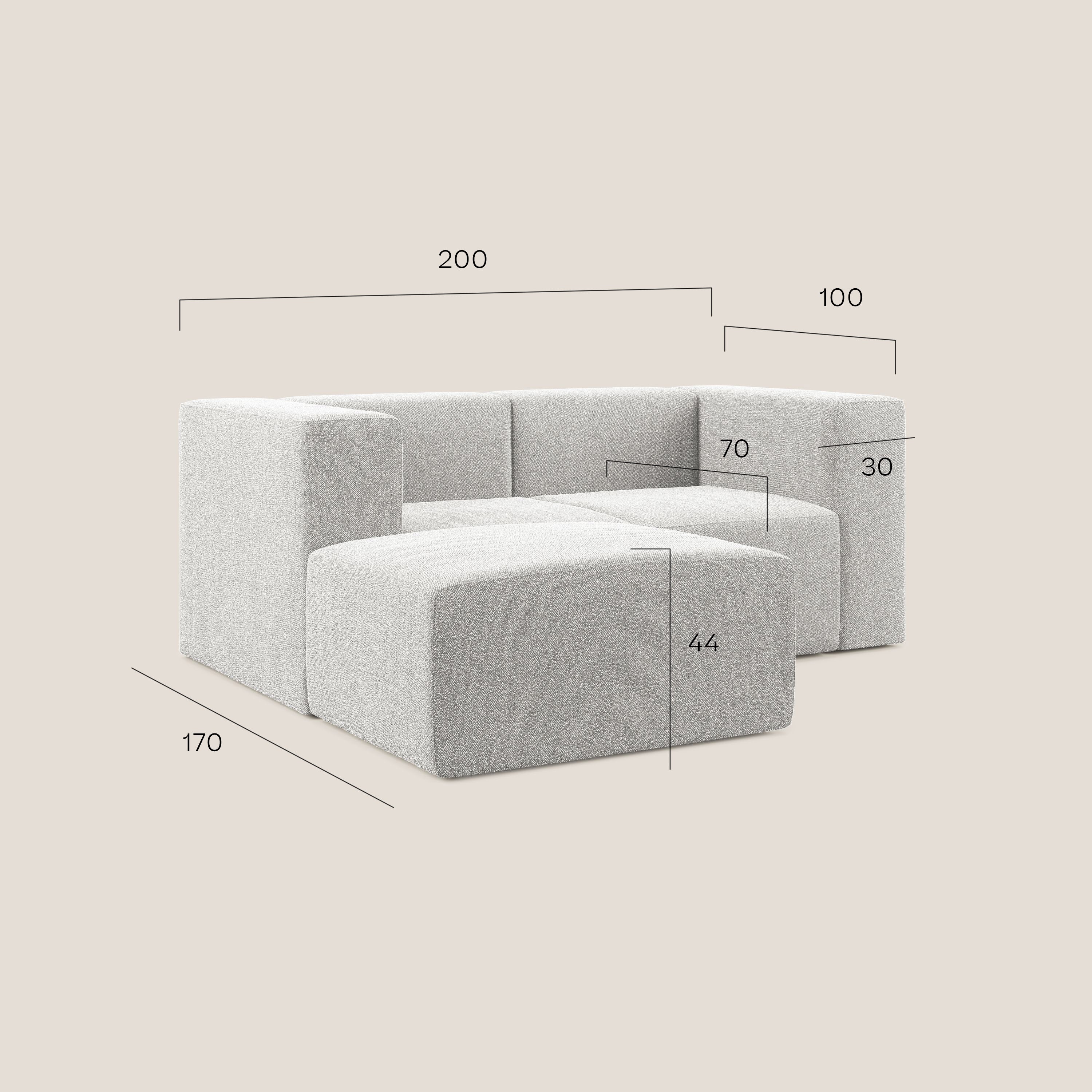 Nettuno divano angolare modulare reversibile e componibile in morbido tessuto bouclè T07 azzurro - divani.store