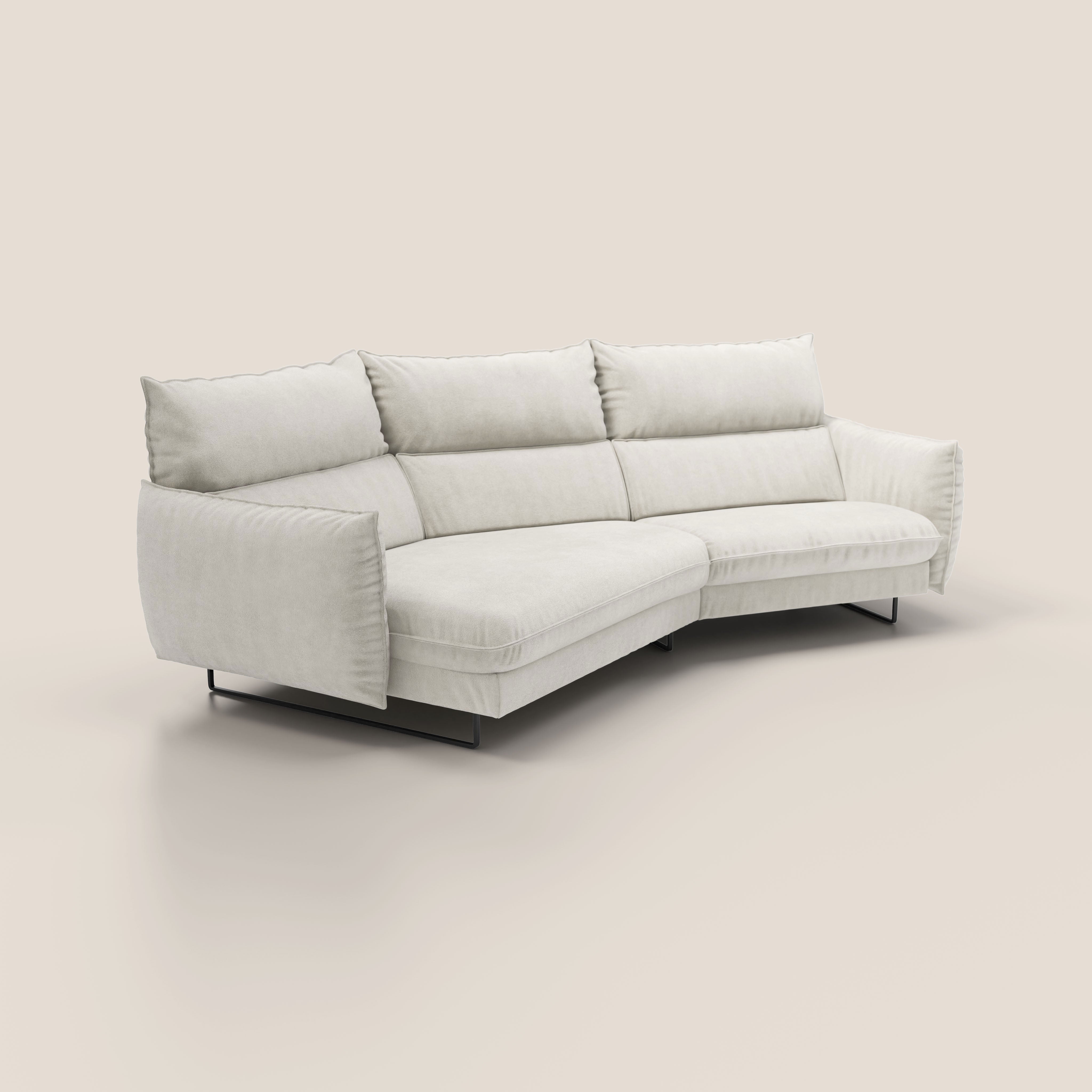 Monamour divano moderno angolare con opzione relax elettrico in microfibra smacchiabile impermeabile T11 panna - divani.store