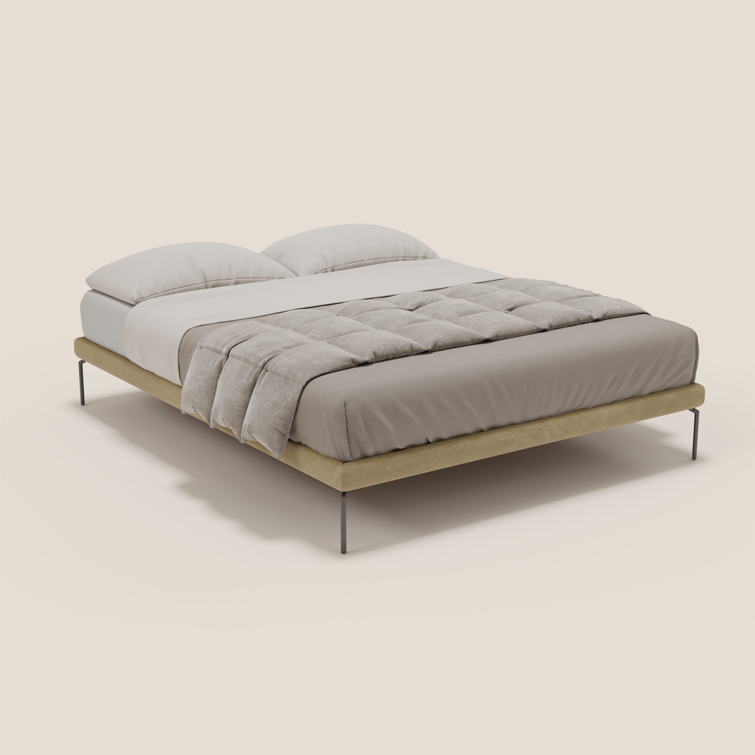 Ring sommier sfoderabile con piedi alti 24 cm in tessuto impermeabile T14 beige - divani.store