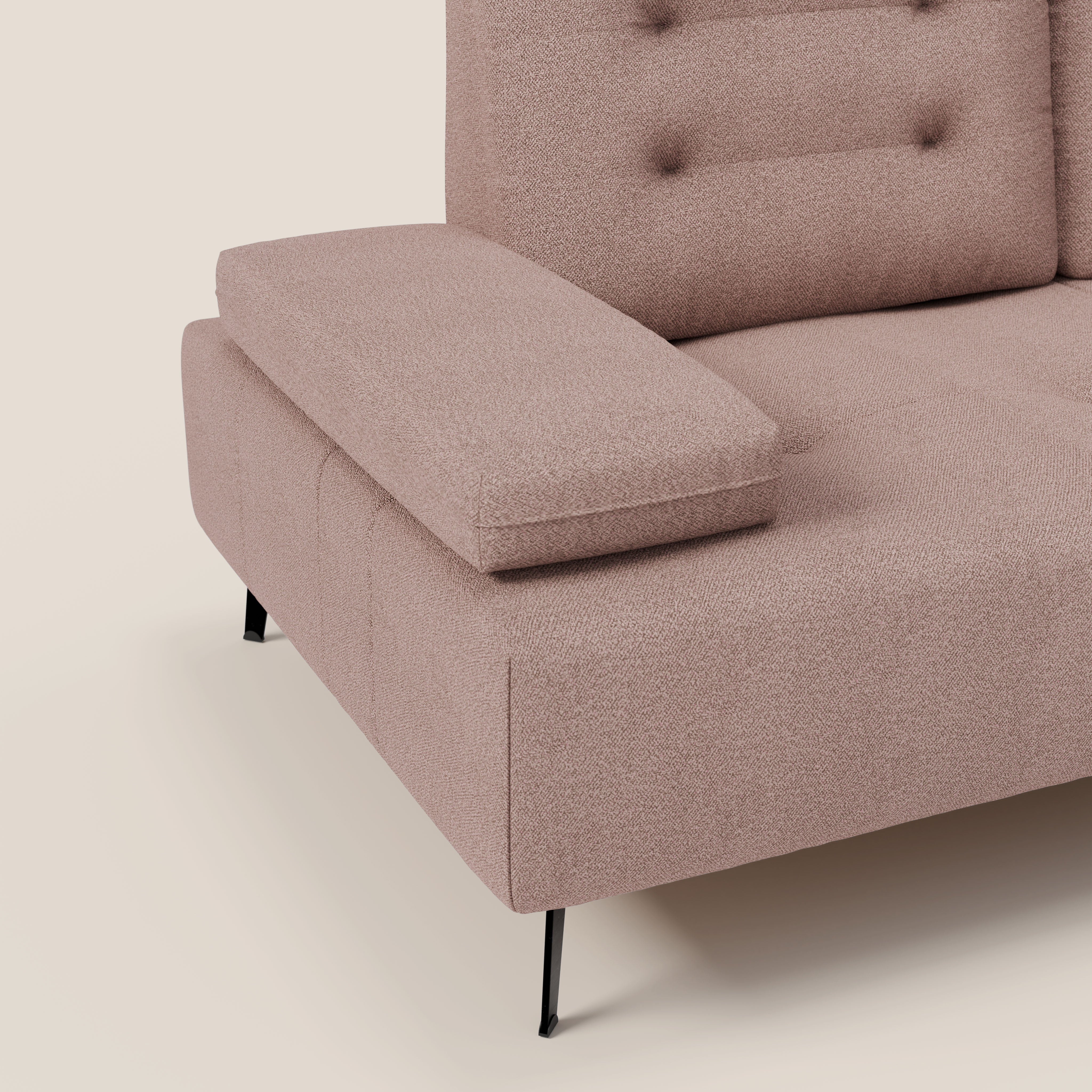 Lugano Divano 3 posti con schienali e braccioli traslanti in morbido bouclé impermeabile T07 - divani.store