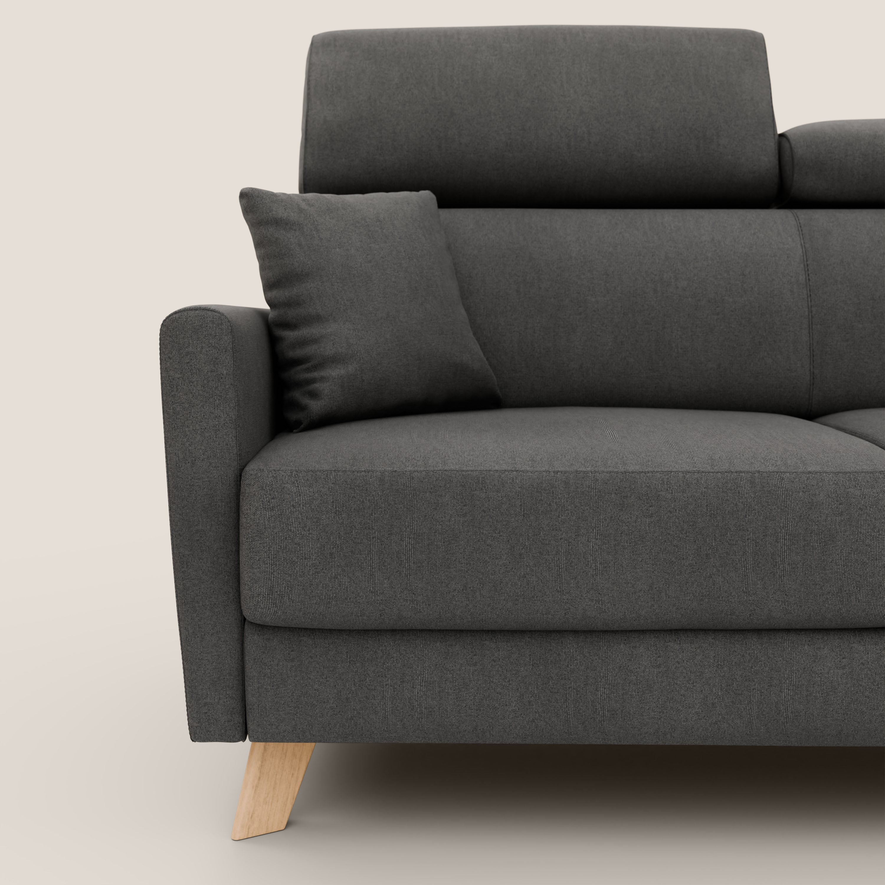 Francy divano letto matrimoniale con poggiatesta regolabili in tessuto impermeabile e smacchiabile T17 - divani.store