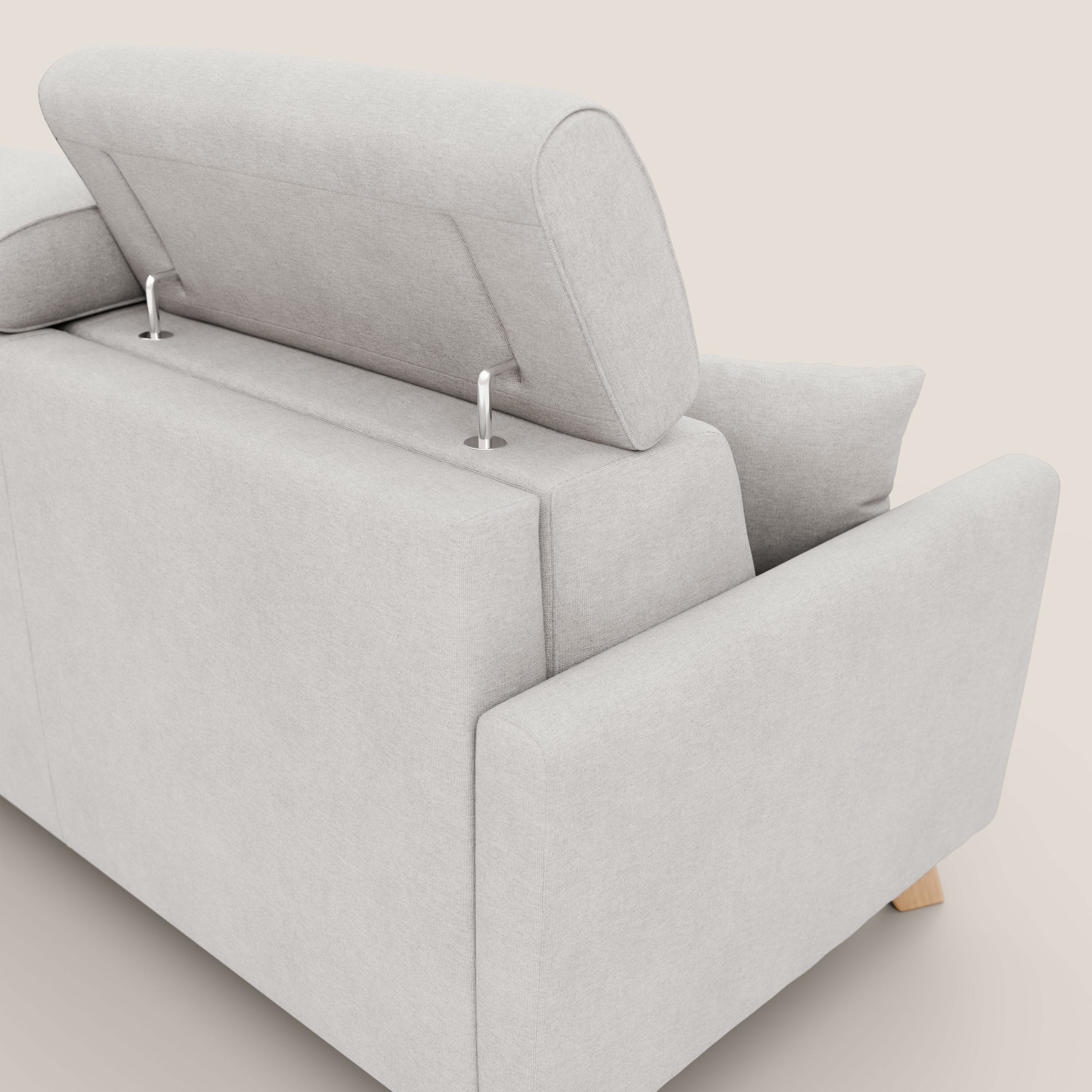 Francy divano letto matrimoniale con poggiatesta regolabili in tessuto impermeabile e smacchiabile T17 - divani.store