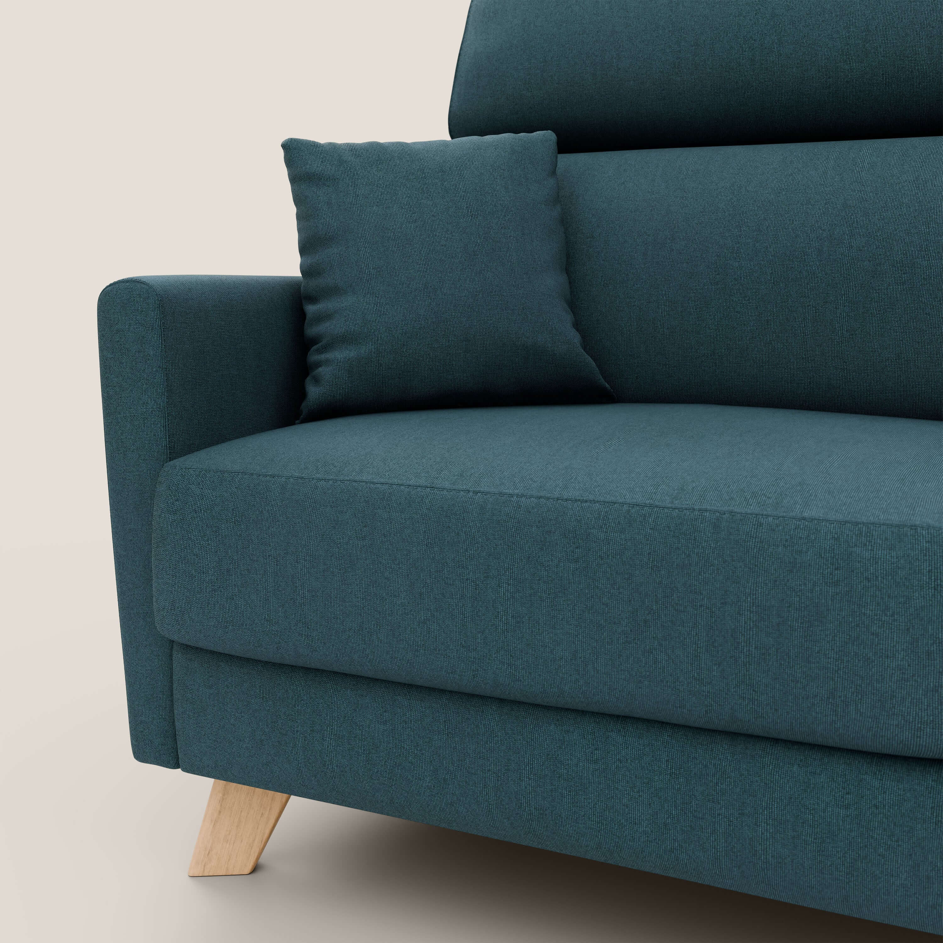 Francy divano letto matrimoniale con poggiatesta regolabili in tessuto impermeabile e smacchiabile T17 - divani.store