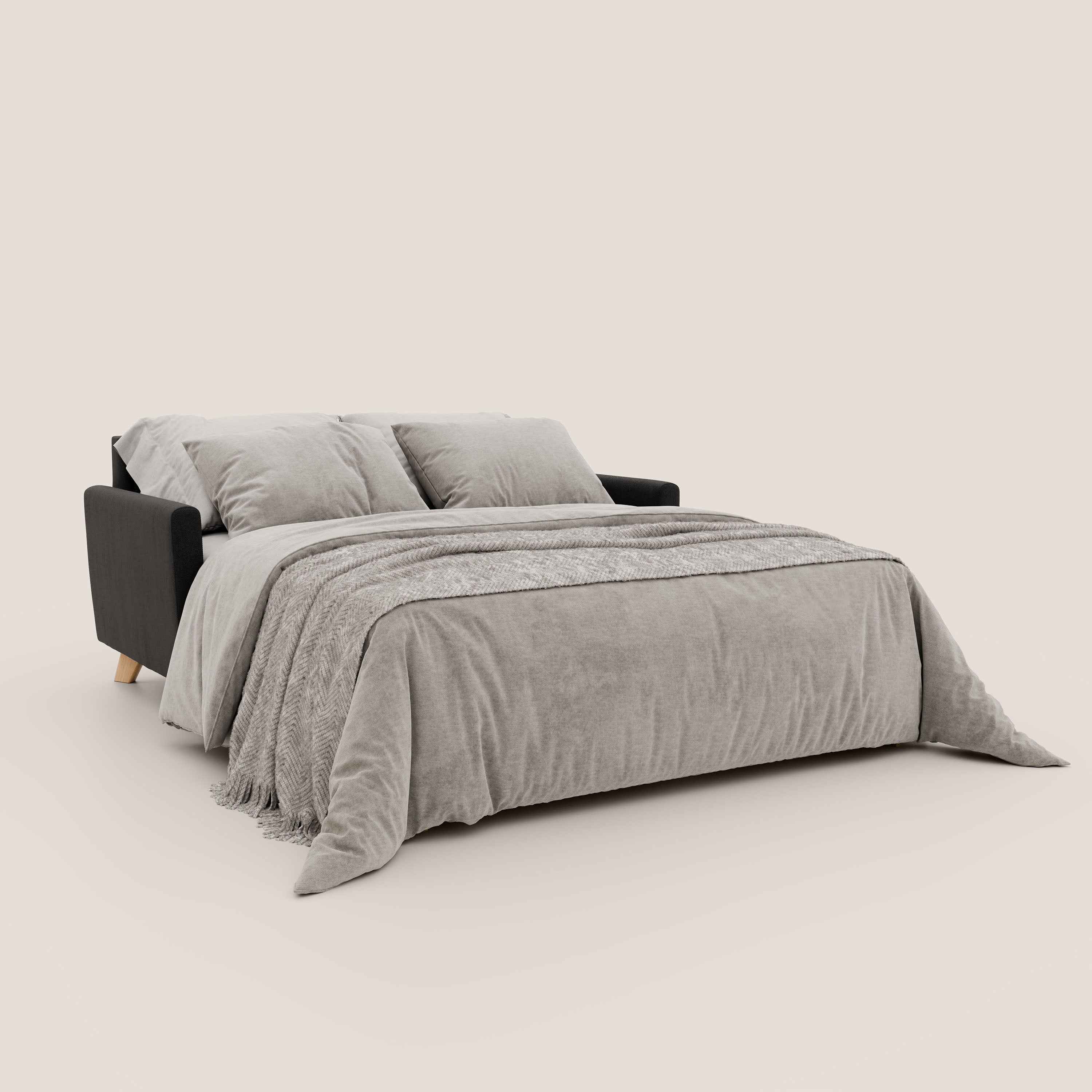 Francy divano letto matrimoniale con poggiatesta regolabili in tessuto impermeabile e smacchiabile T17 - divani.store