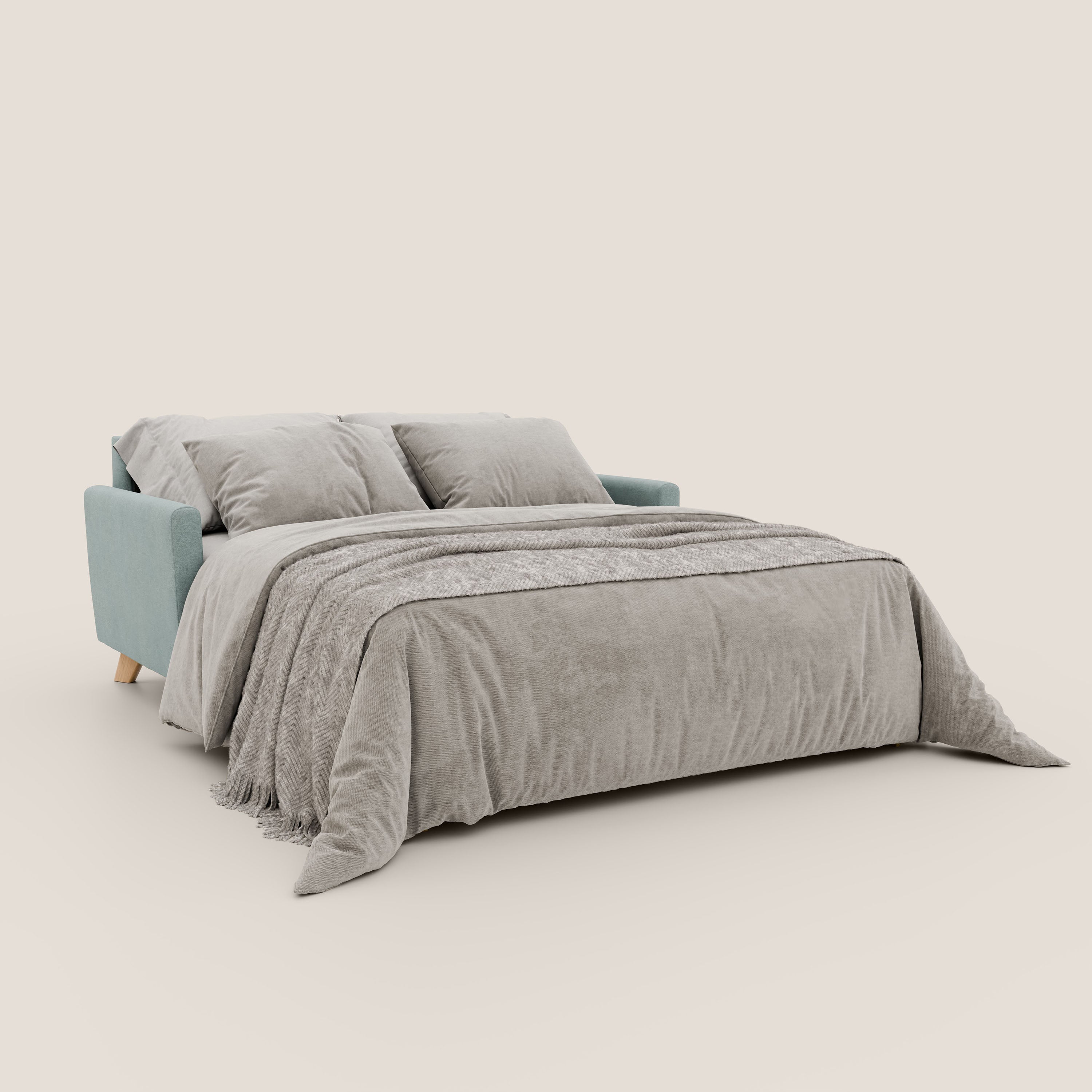Francy divano letto matrimoniale con poggiatesta regolabili in tessuto impermeabile e smacchiabile T17 - divani.store