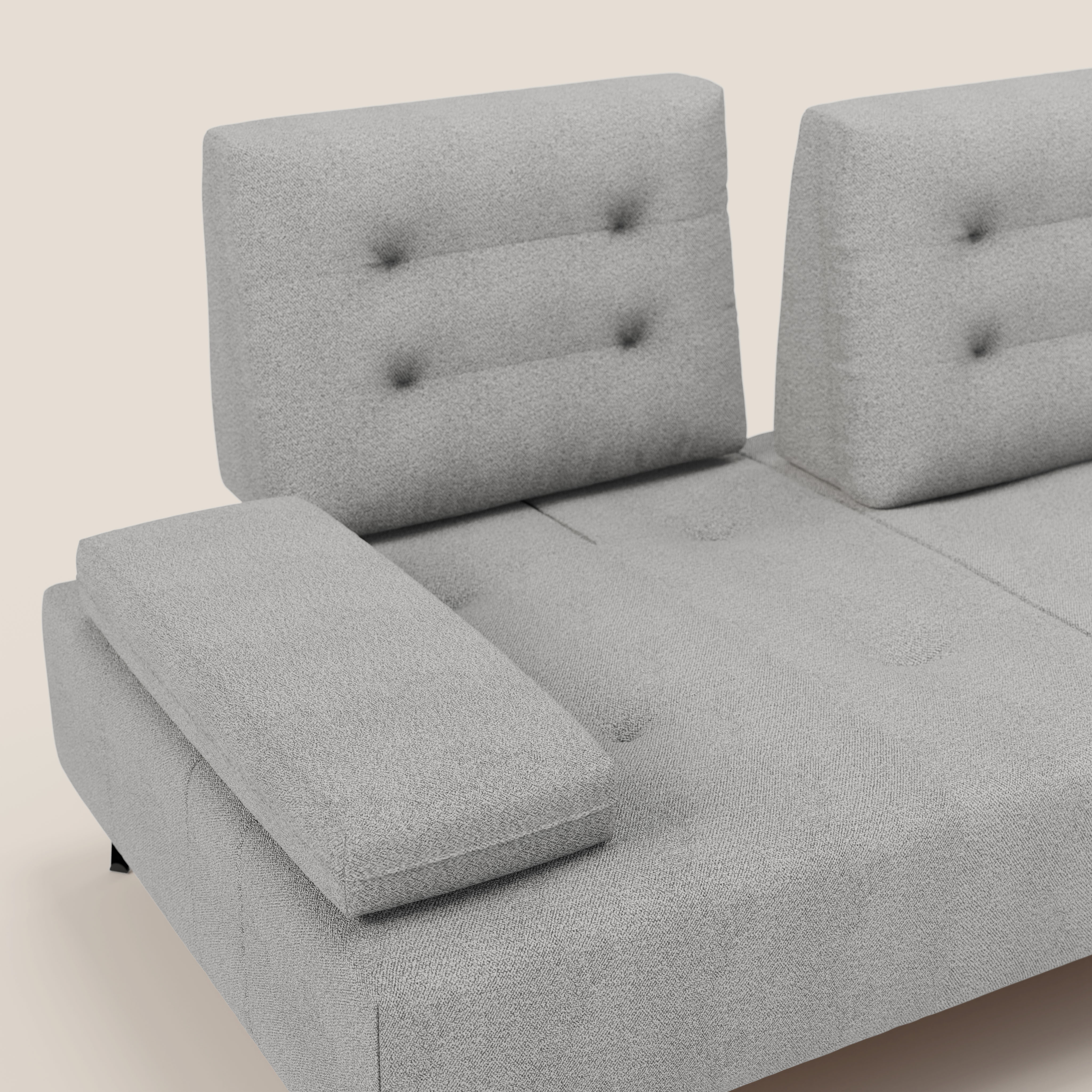 Lugano Divano 3 posti con schienali e braccioli traslanti in morbido bouclé impermeabile T07 - divani.store