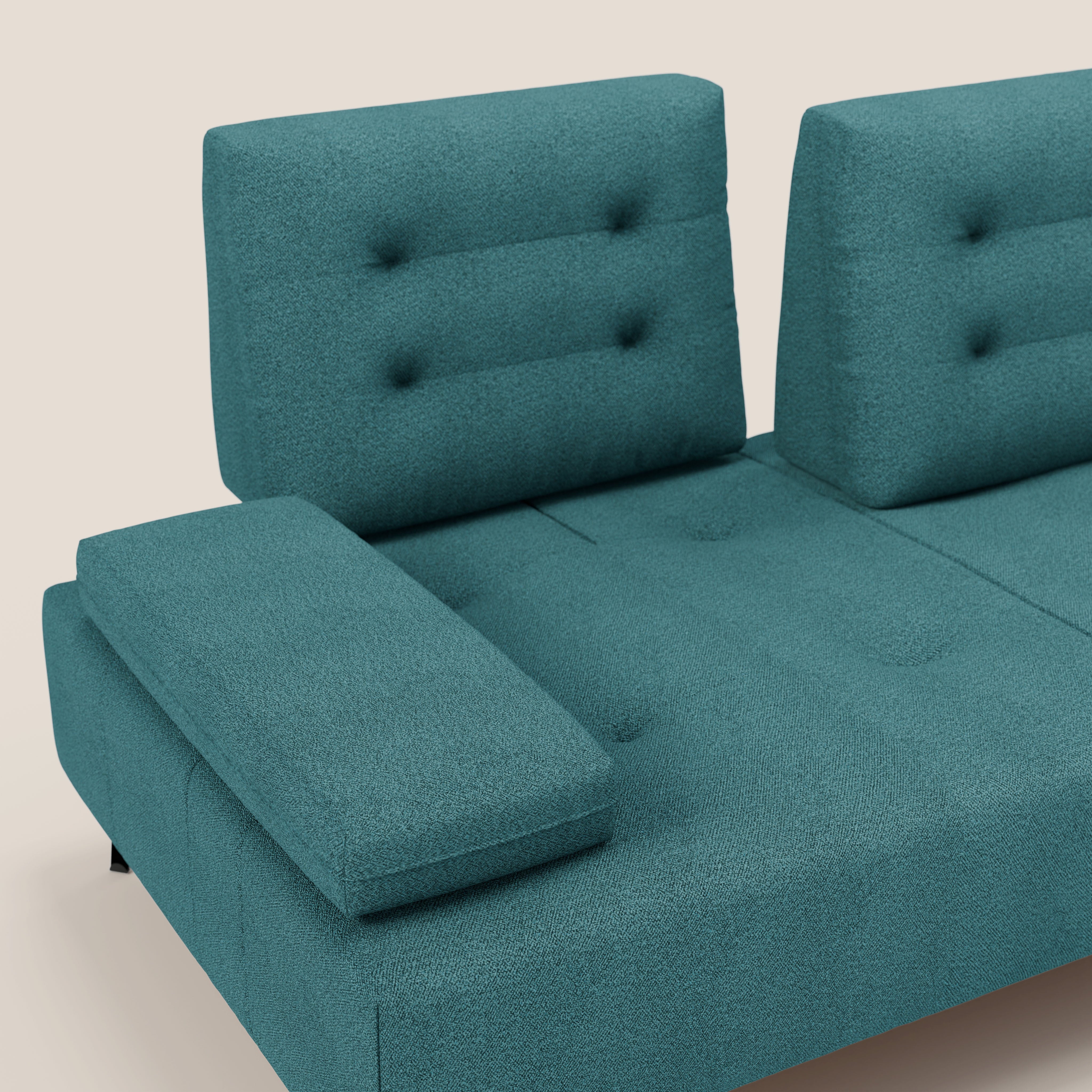 Lugano Divano 3 posti con schienali e braccioli traslanti in morbido bouclé impermeabile T07 - divani.store