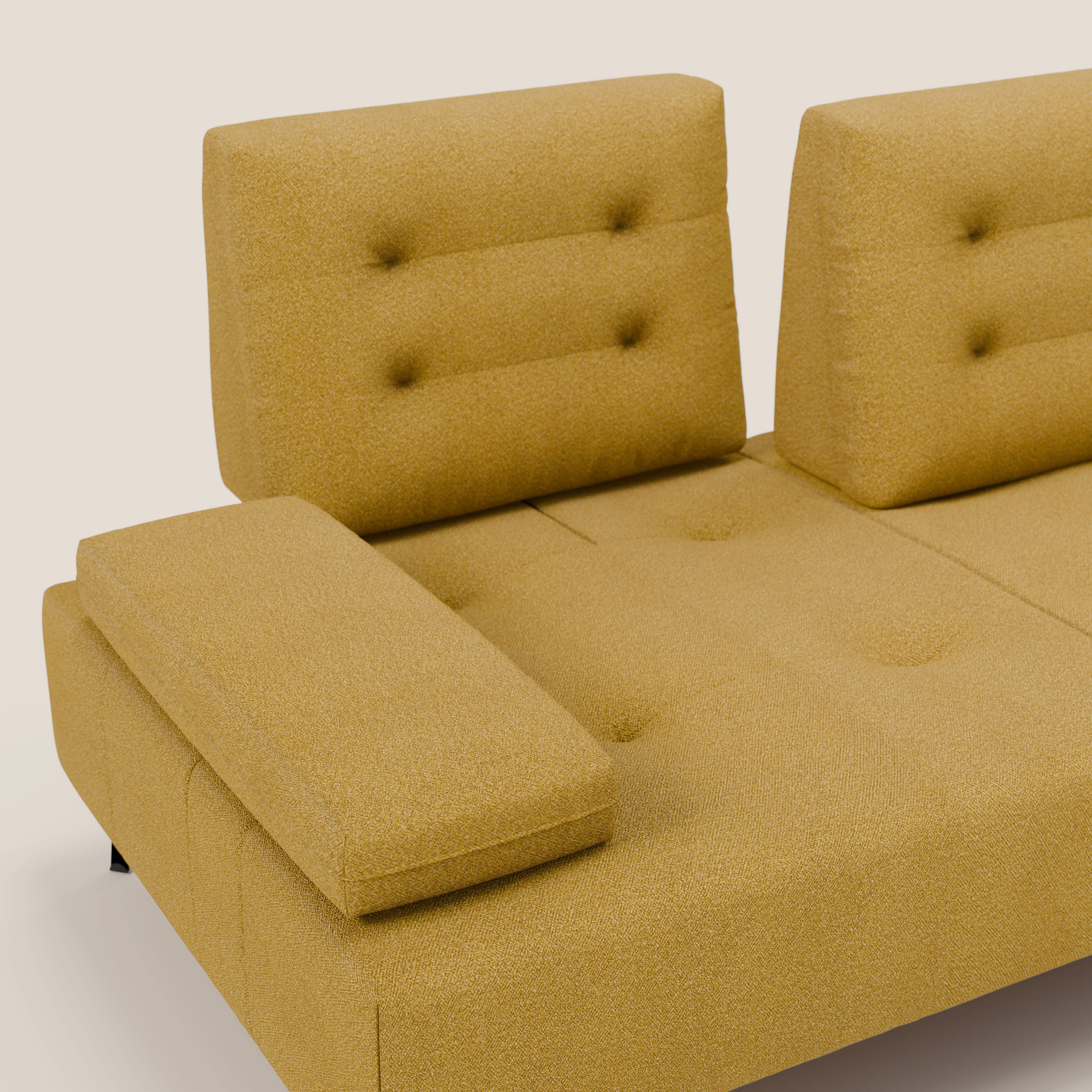 Lugano Divano 3 posti con schienali e braccioli traslanti in morbido bouclé impermeabile T07 - divani.store