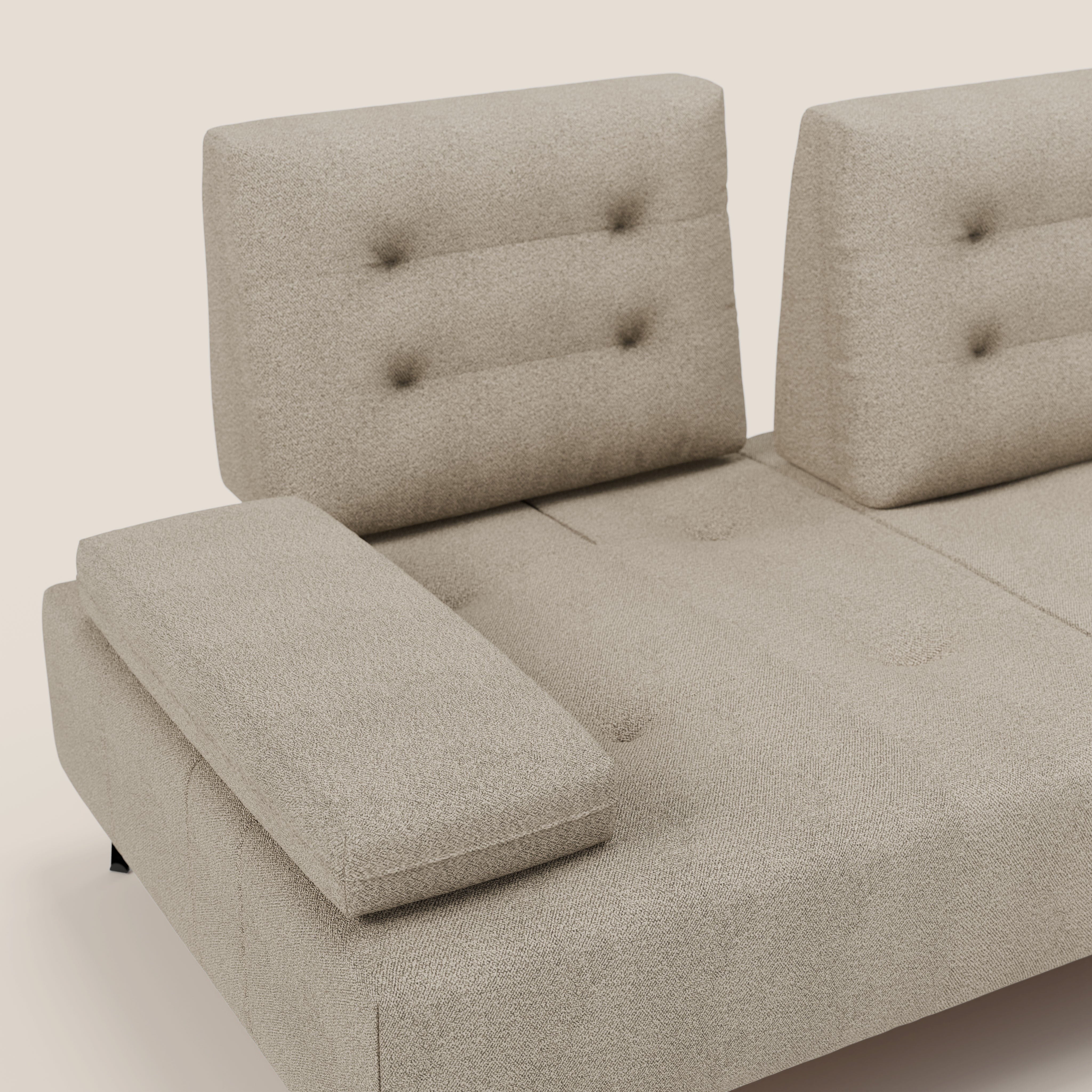 Lugano Divano 3 posti con schienali e braccioli traslanti in morbido bouclé impermeabile T07 - divani.store