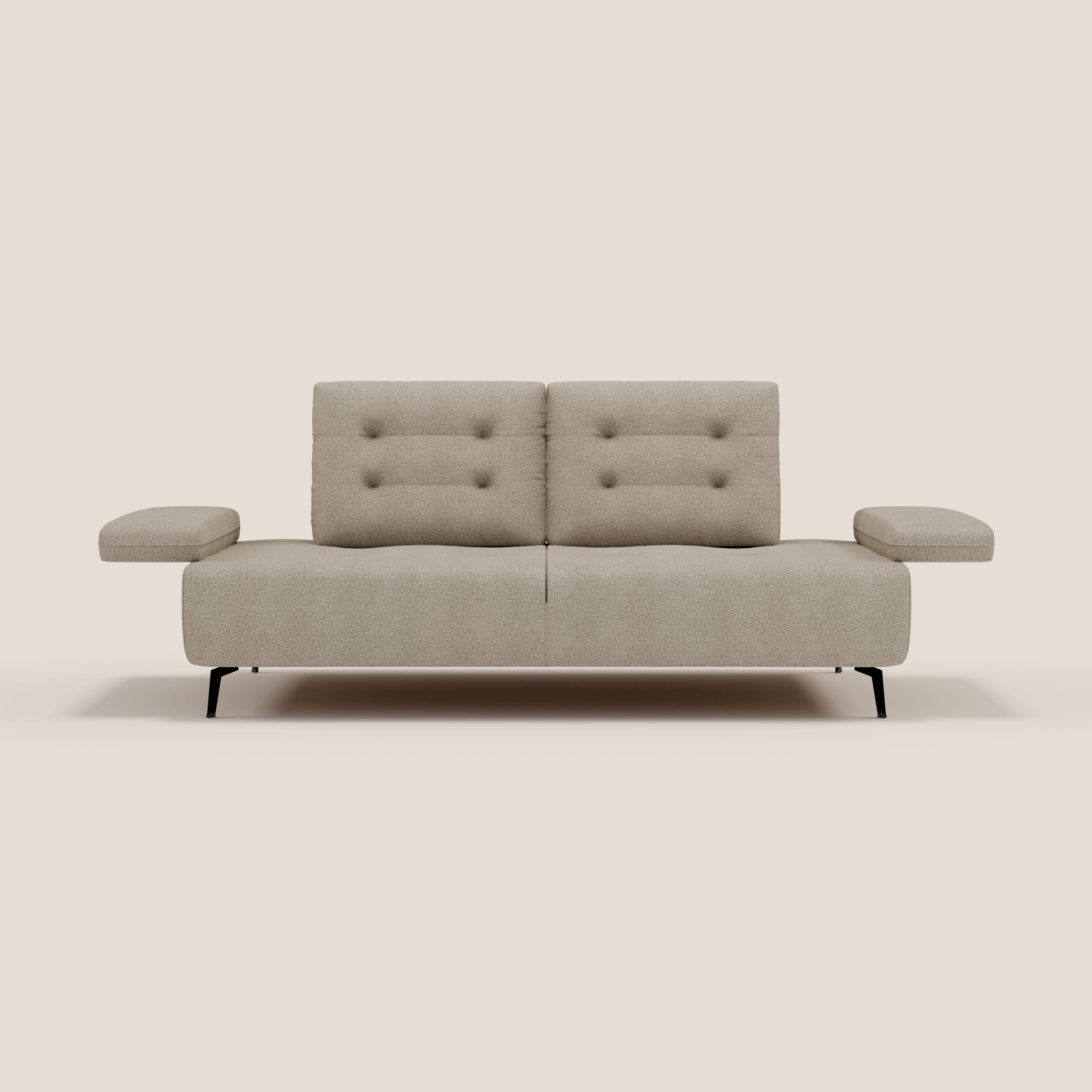 Lugano Divano 3 posti con schienali e braccioli traslanti in morbido bouclé impermeabile T07 - divani.store