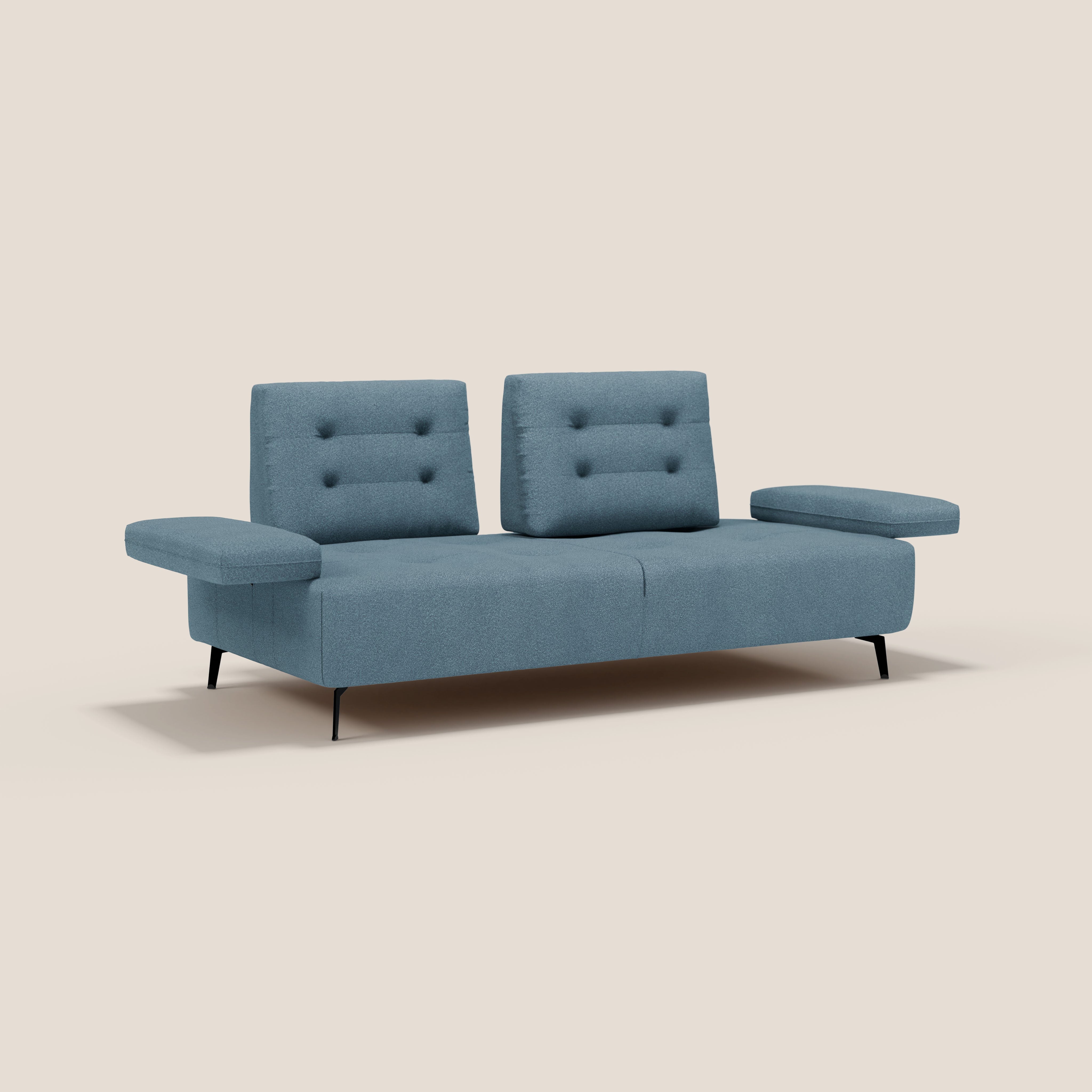 Lugano Divano 3 posti con schienali e braccioli traslanti in morbido bouclé impermeabile T07 - divani.store