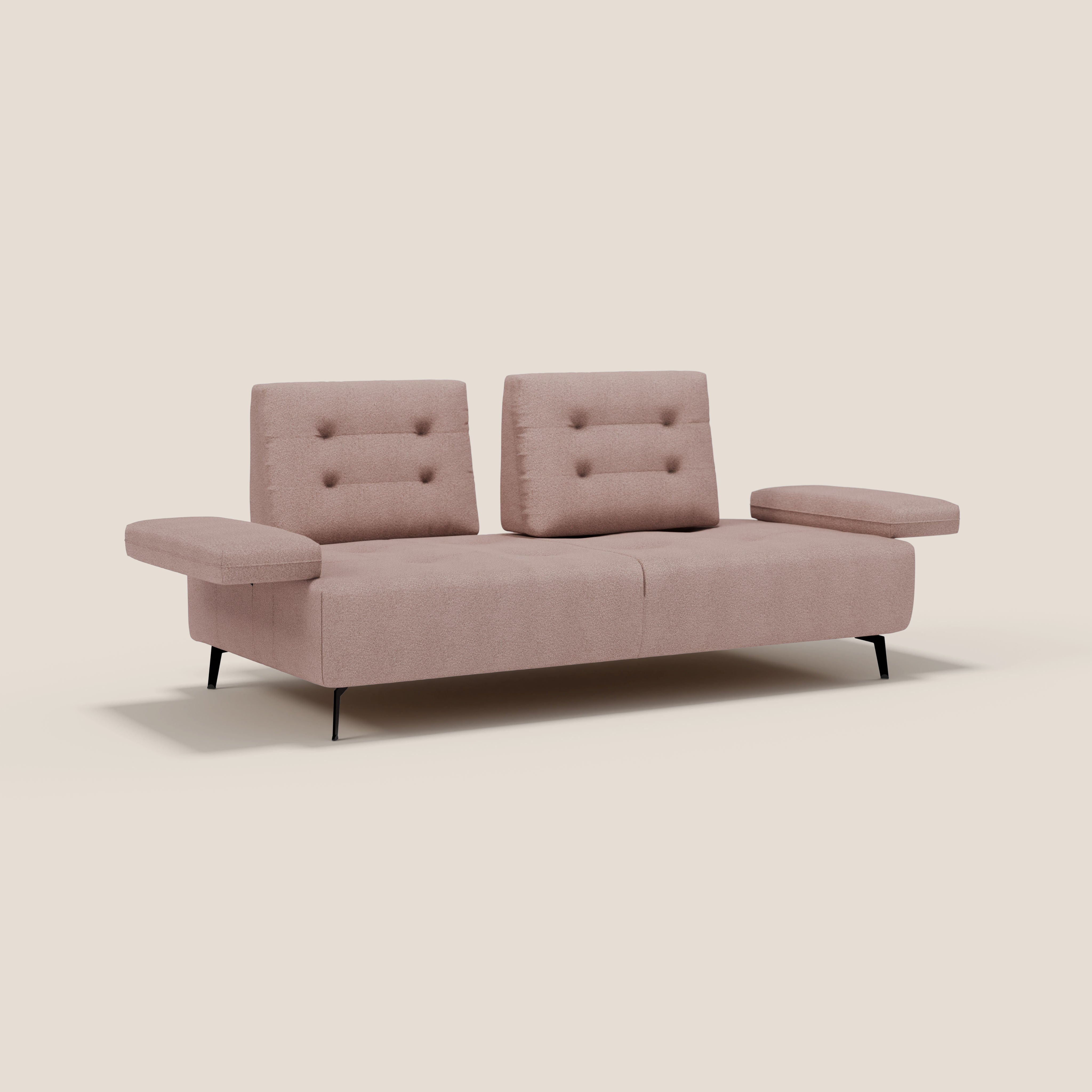 Lugano Divano 3 posti con schienali e braccioli traslanti in morbido bouclé impermeabile T07 - divani.store