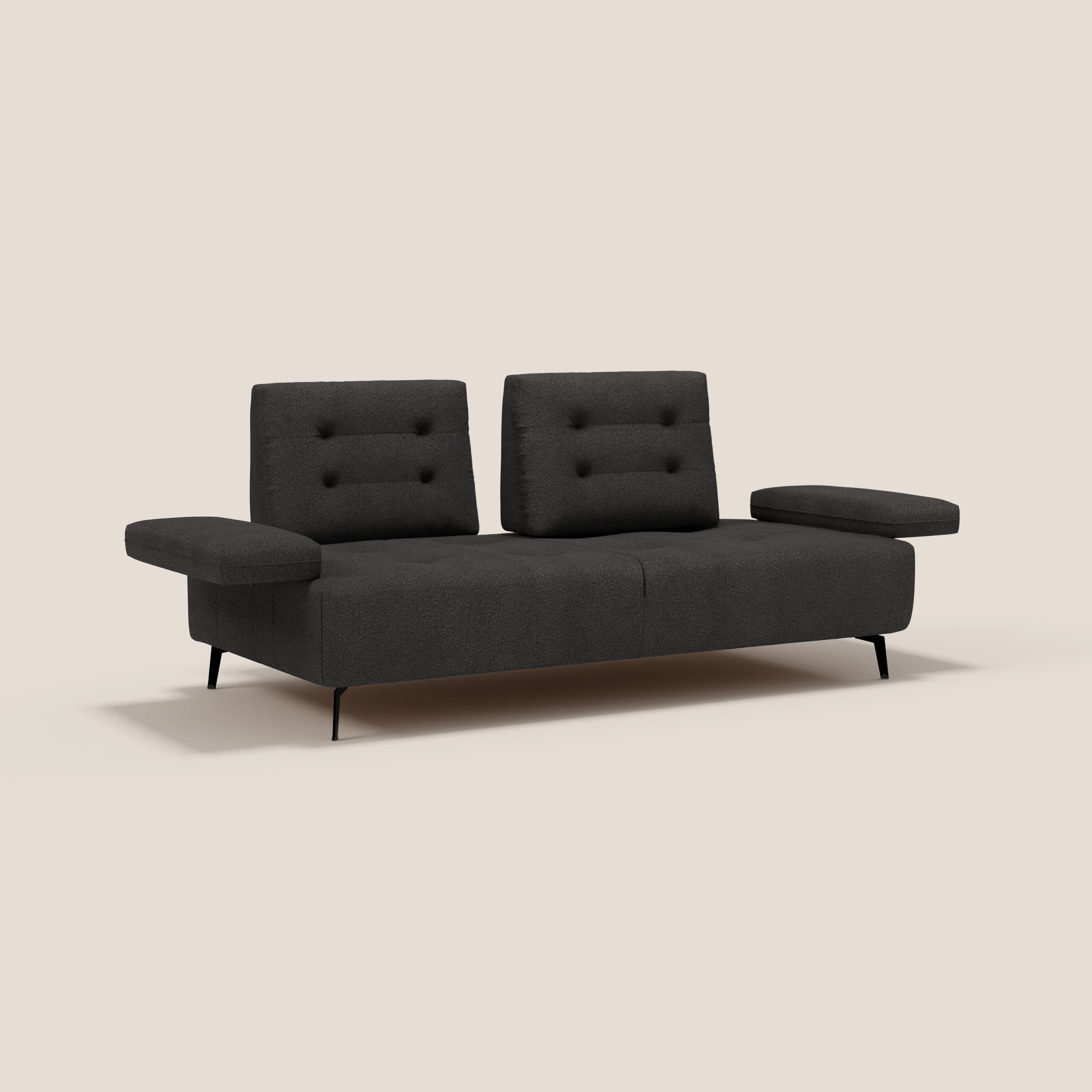 Lugano Divano 3 posti con schienali e braccioli traslanti in morbido bouclé impermeabile T07 - divani.store