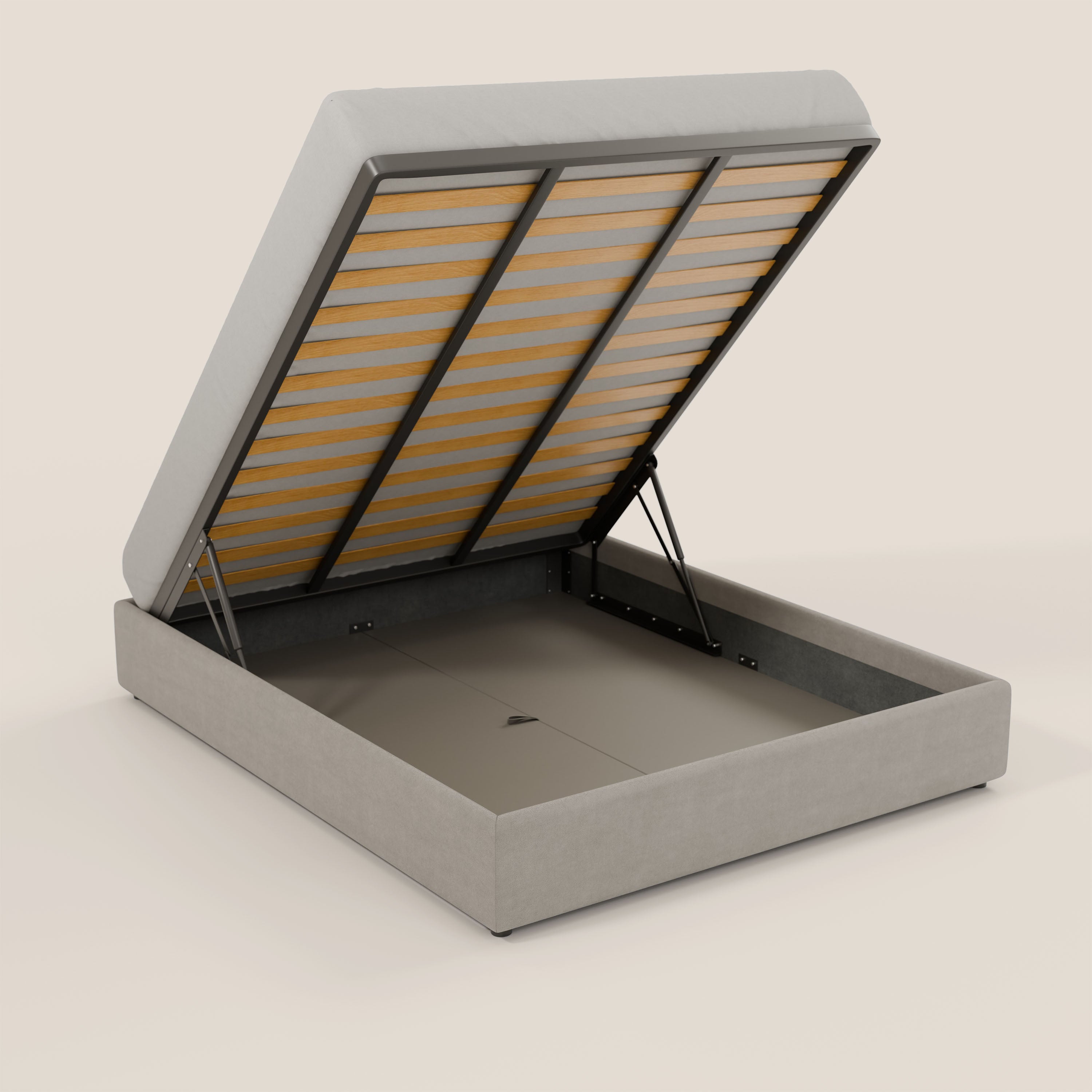 Ina sommier con ampio contenitore in microfibra smacchiabile ed impermeabile T11 - divani.store