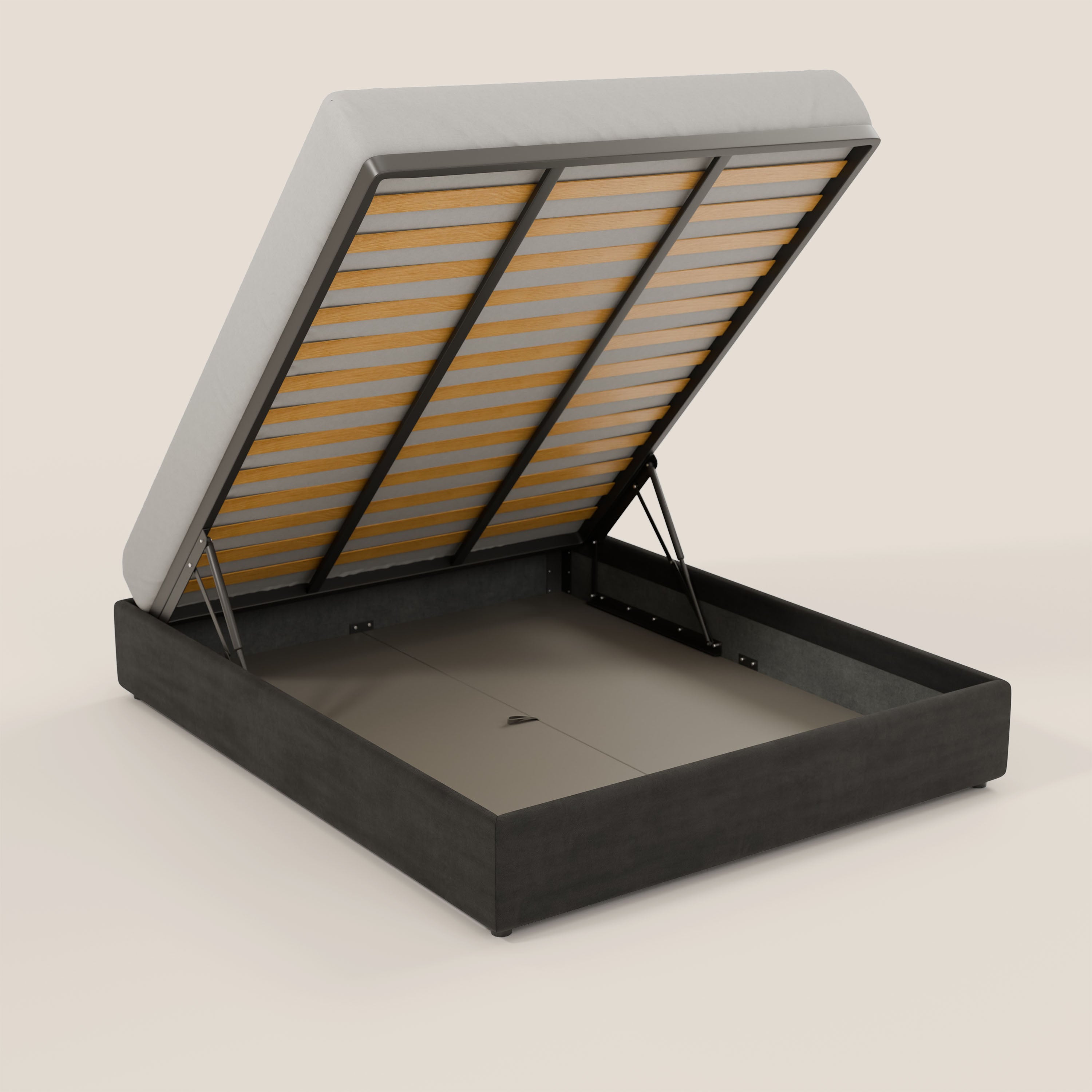 Ina sommier con ampio contenitore in microfibra smacchiabile ed impermeabile T11 - divani.store