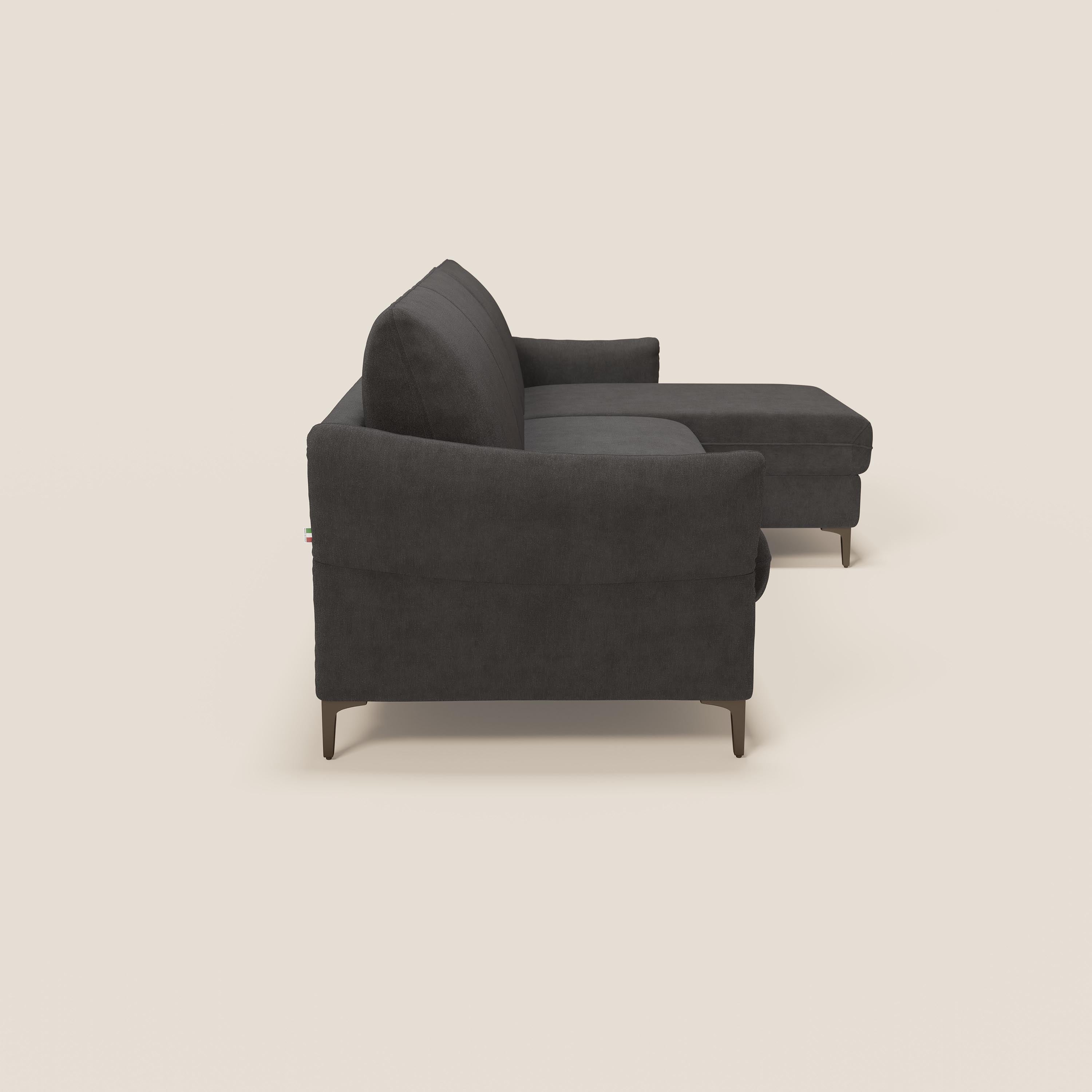 Dalia divano letto angolare con materasso alto 18 cm piedini alti e penisola contenitore in tessuto smacchiabile T17 - divani.store