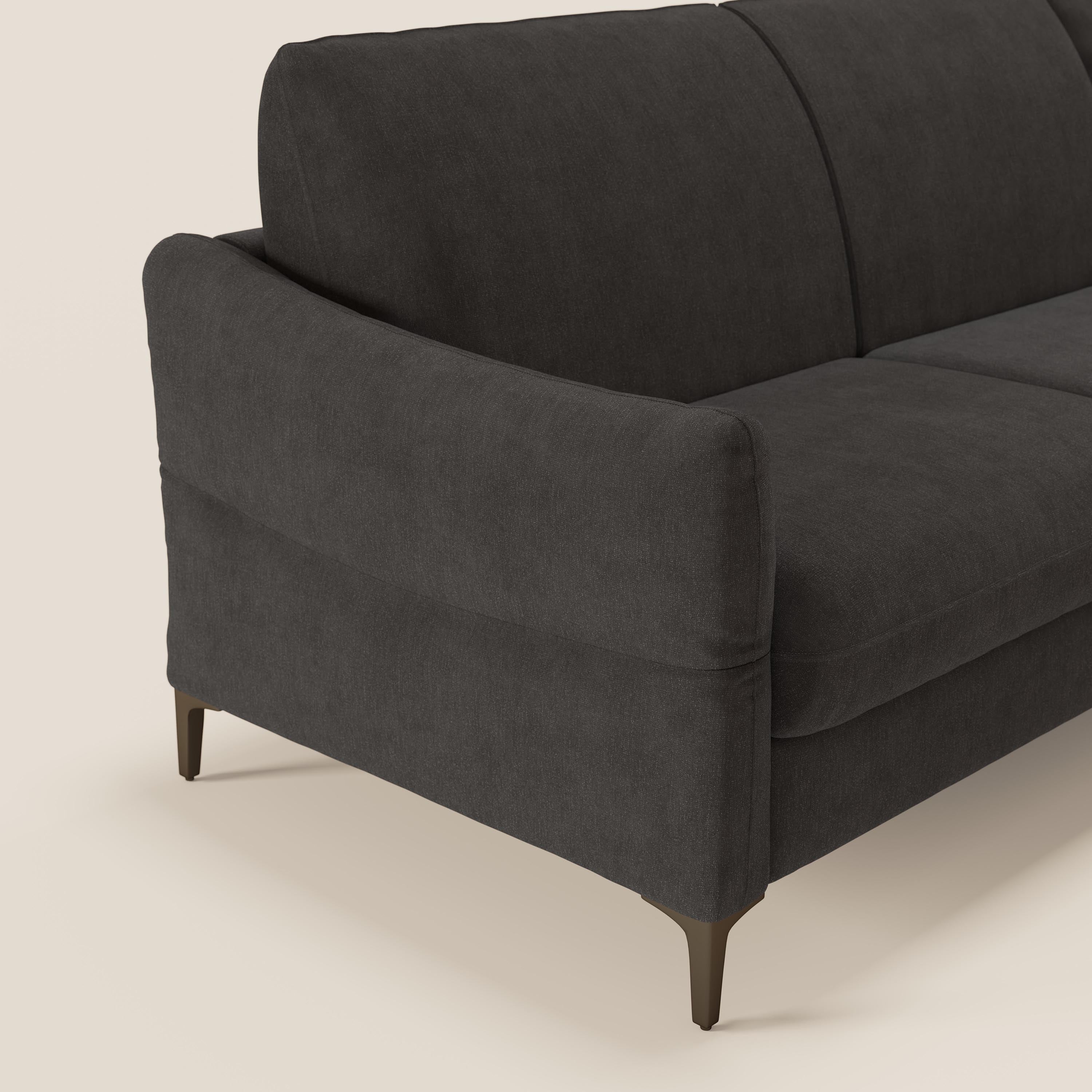 Dalia divano letto angolare con materasso alto 18 cm piedini alti e penisola contenitore in tessuto smacchiabile T17 - divani.store