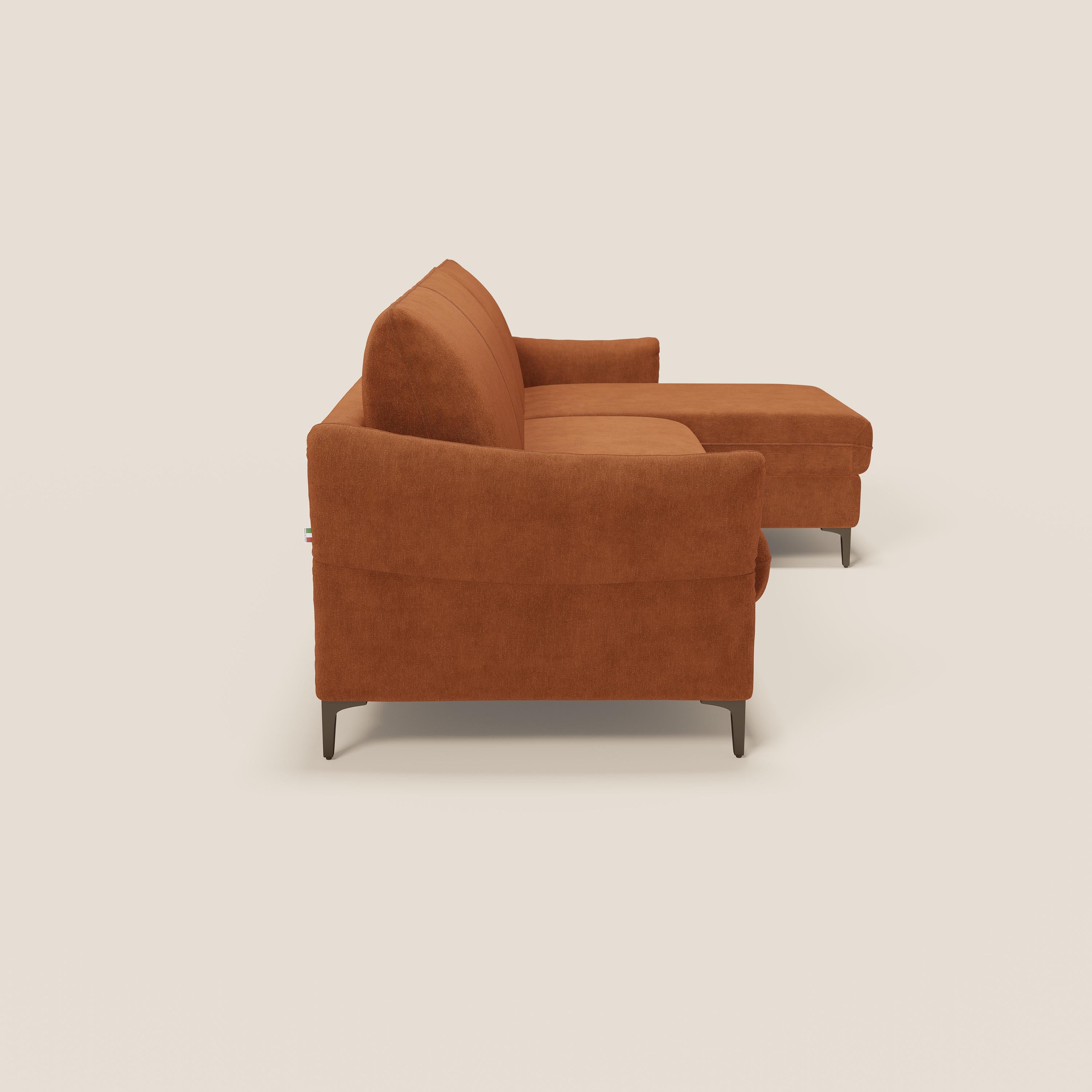 Dalia divano letto angolare con materasso alto 18 cm piedini alti e penisola contenitore in tessuto smacchiabile T17 - divani.store