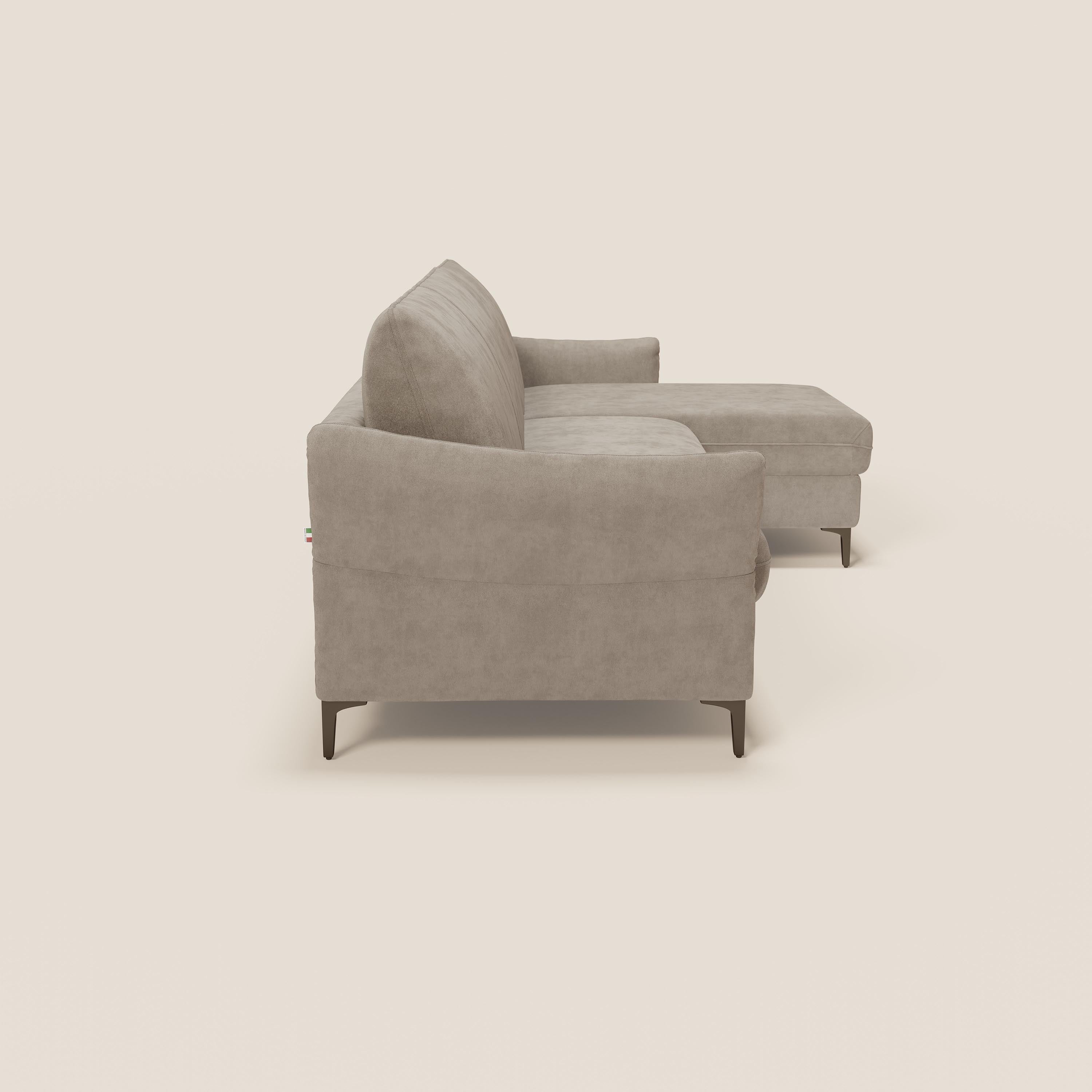 Dalia divano letto angolare con materasso alto 18 cm piedini alti e penisola contenitore in tessuto smacchiabile T17 - divani.store