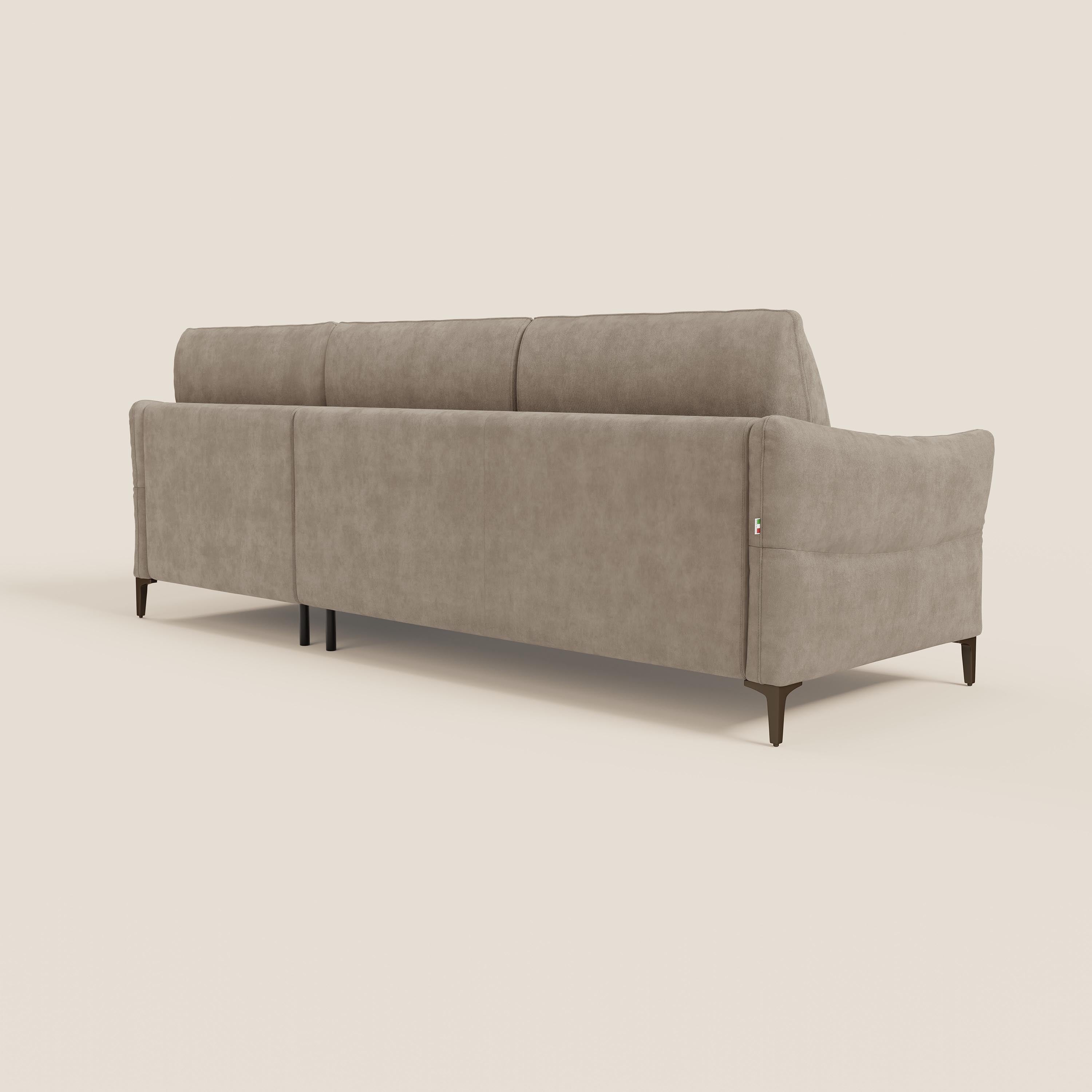 Dalia divano letto angolare con materasso alto 18 cm piedini alti e penisola contenitore in tessuto smacchiabile T17 - divani.store