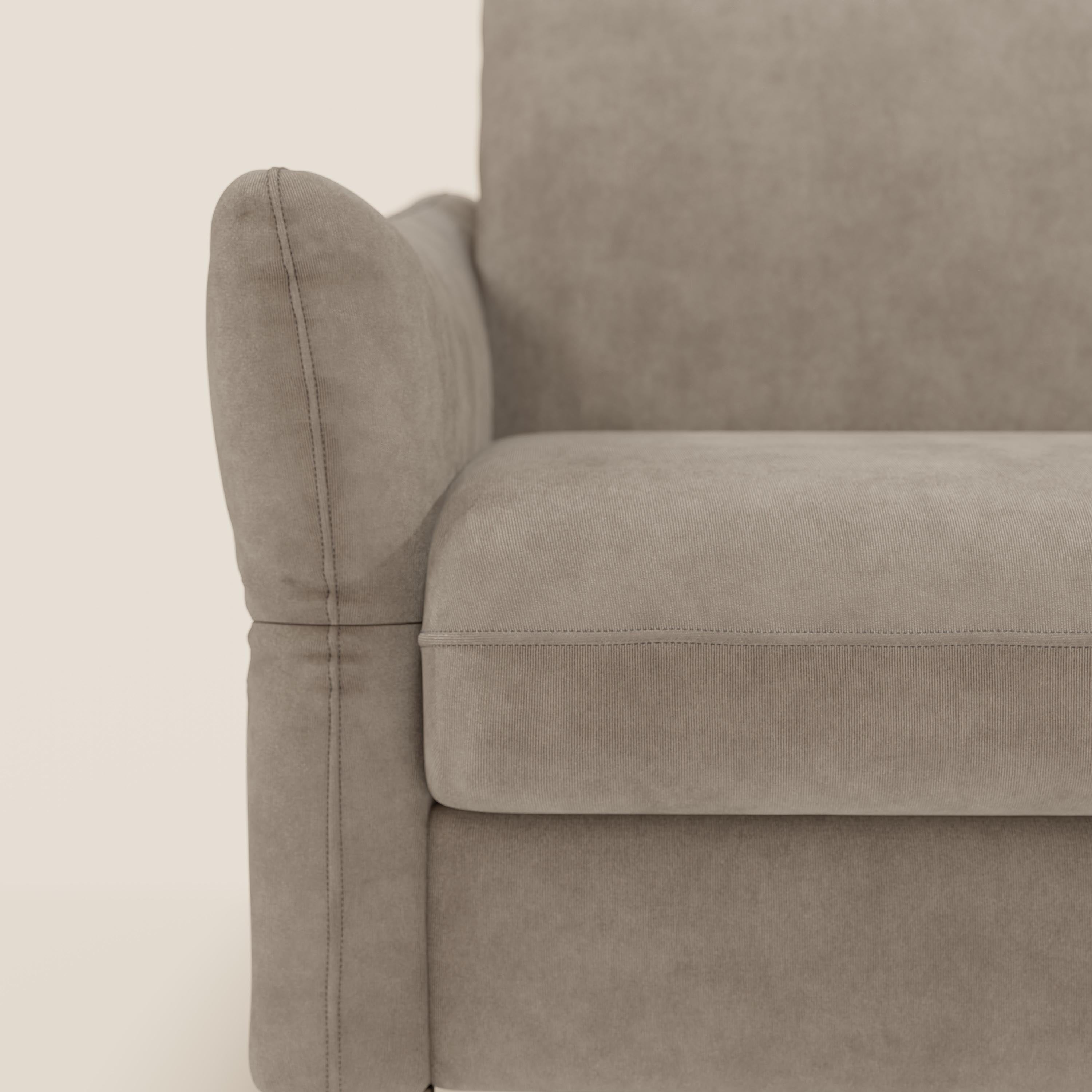 Dalia divano letto angolare con materasso alto 18 cm piedini alti e penisola contenitore in tessuto smacchiabile T17 - divani.store