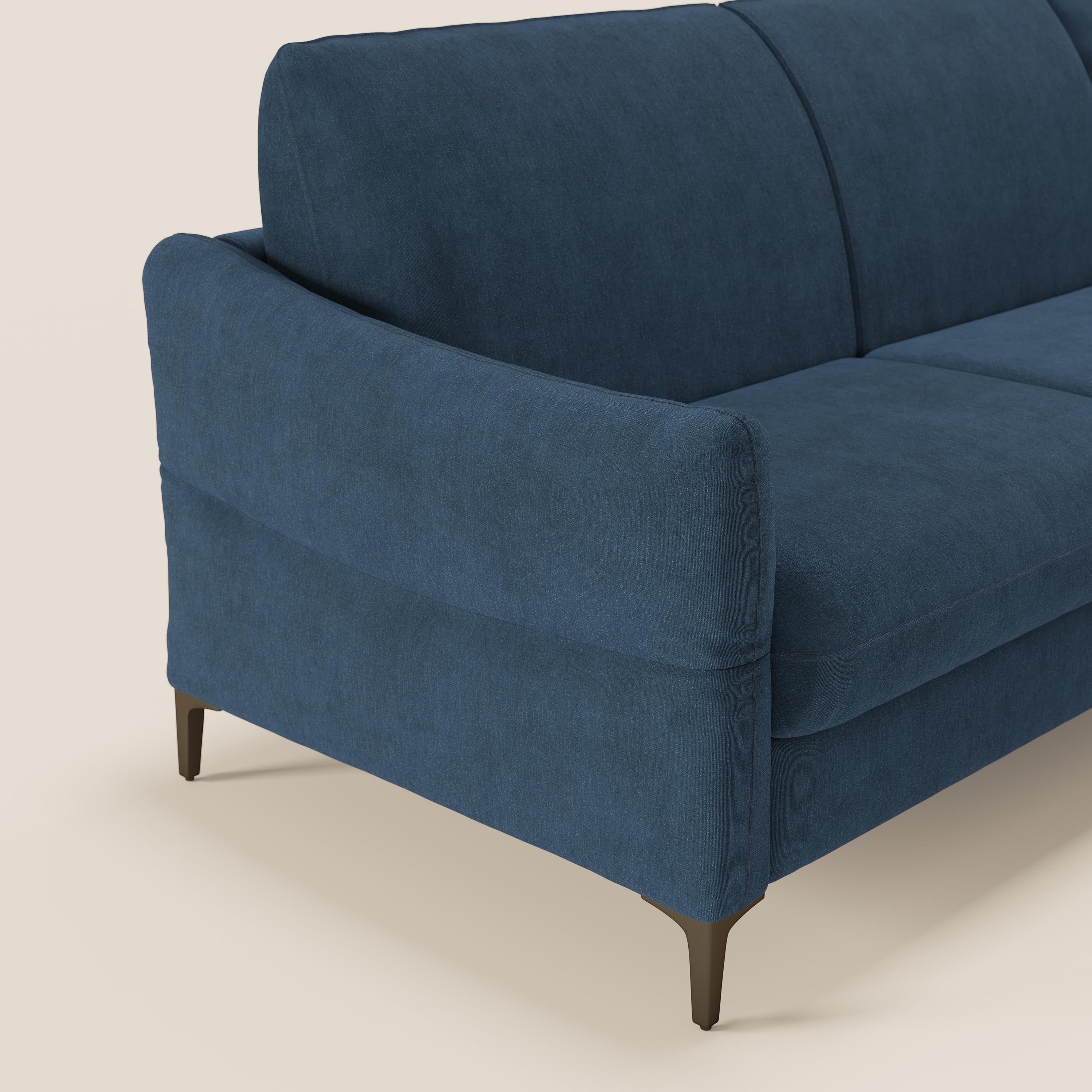 Dalia divano letto angolare con materasso alto 18 cm piedini alti e penisola contenitore in tessuto smacchiabile T17 - divani.store