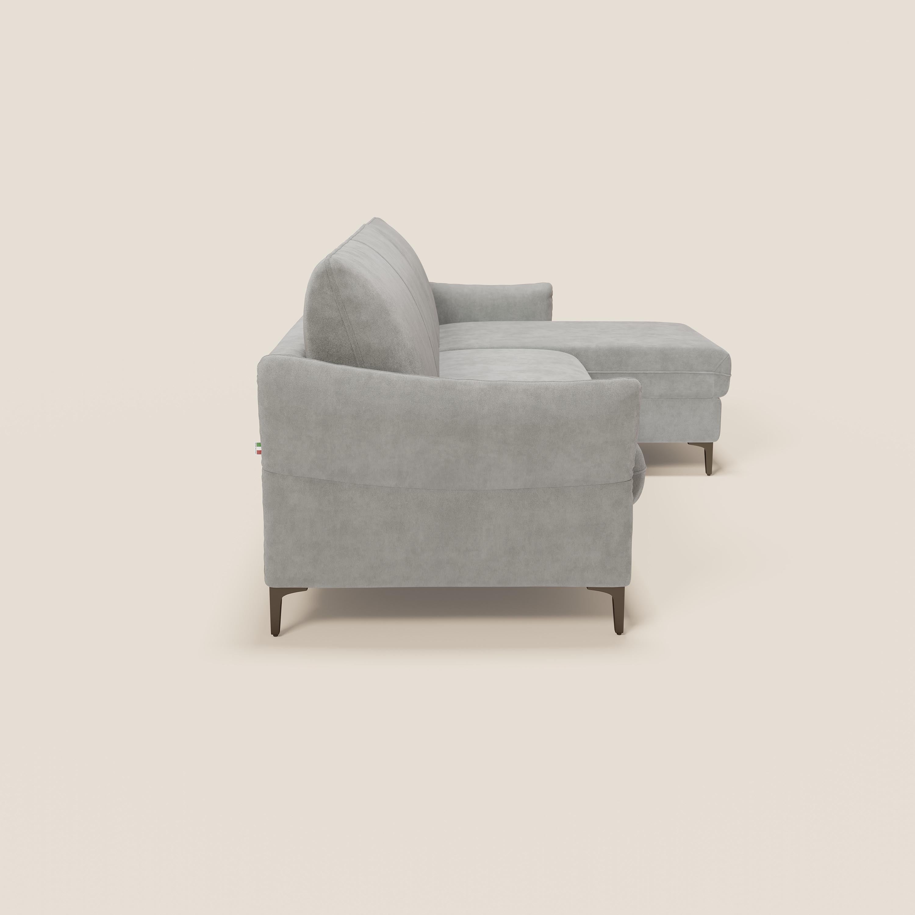 Dalia divano letto angolare con materasso alto 18 cm piedini alti e penisola contenitore in tessuto smacchiabile T17 - divani.store