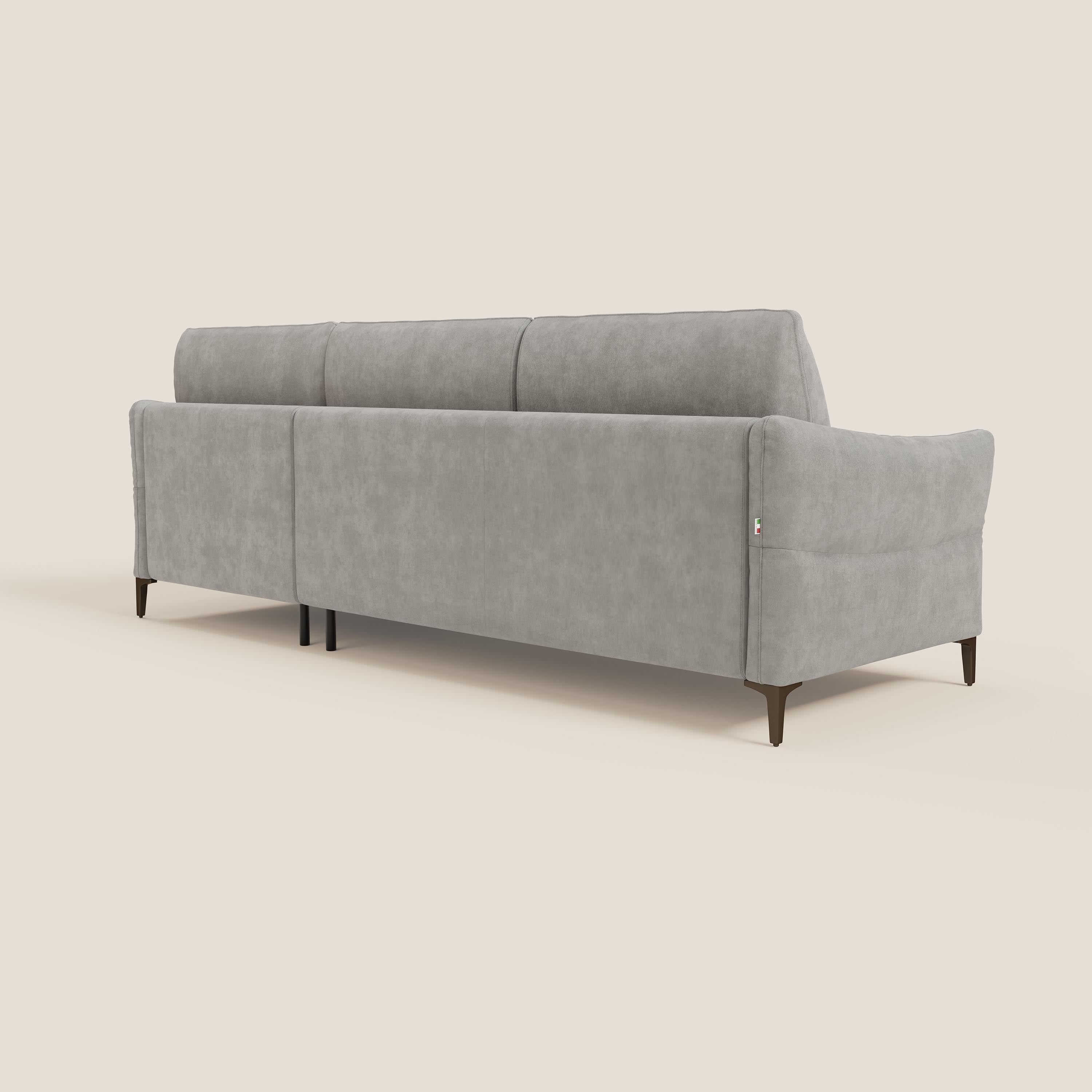 Dalia divano letto angolare con materasso alto 18 cm piedini alti e penisola contenitore in tessuto smacchiabile T17 - divani.store