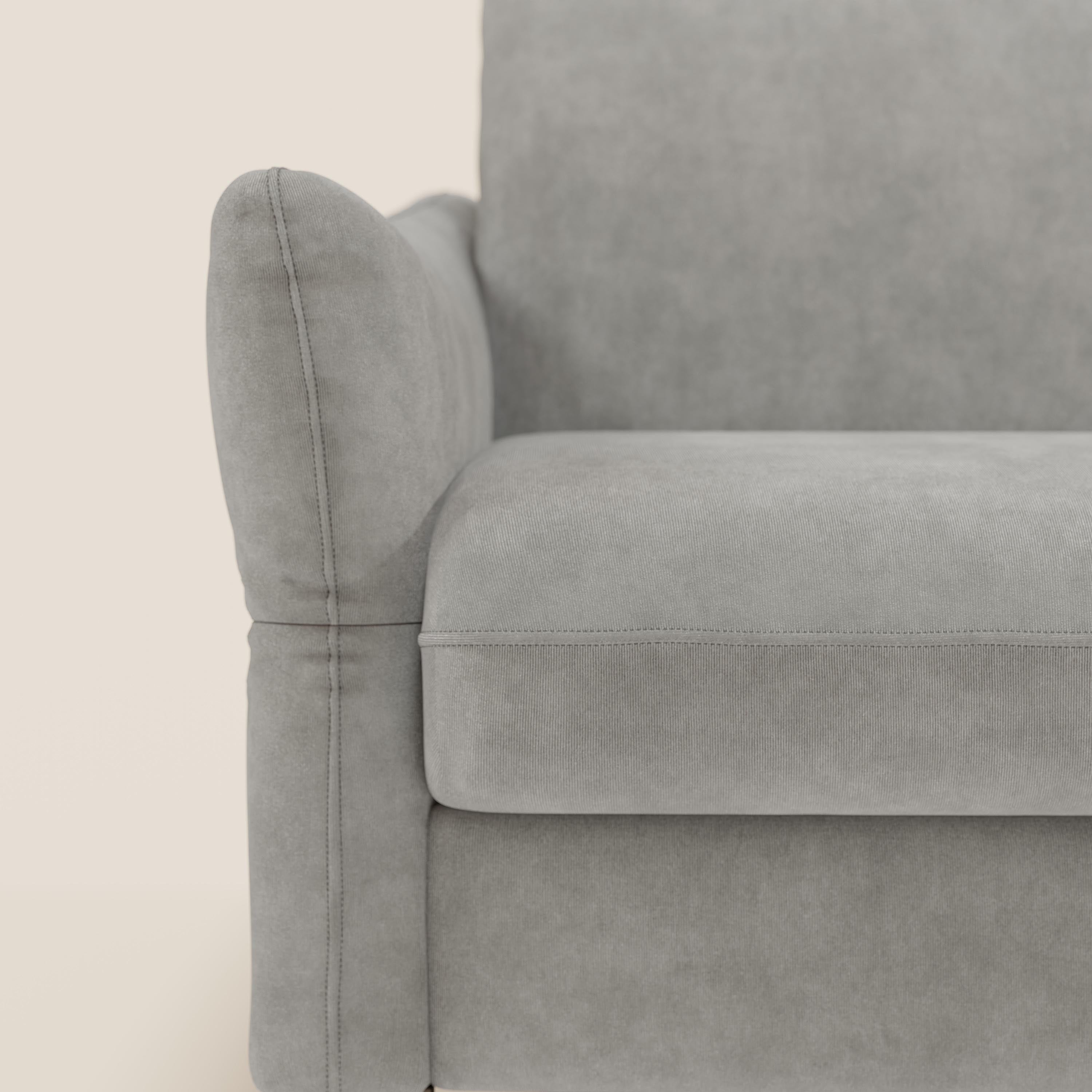 Dalia divano letto angolare con materasso alto 18 cm piedini alti e penisola contenitore in tessuto smacchiabile T17 - divani.store