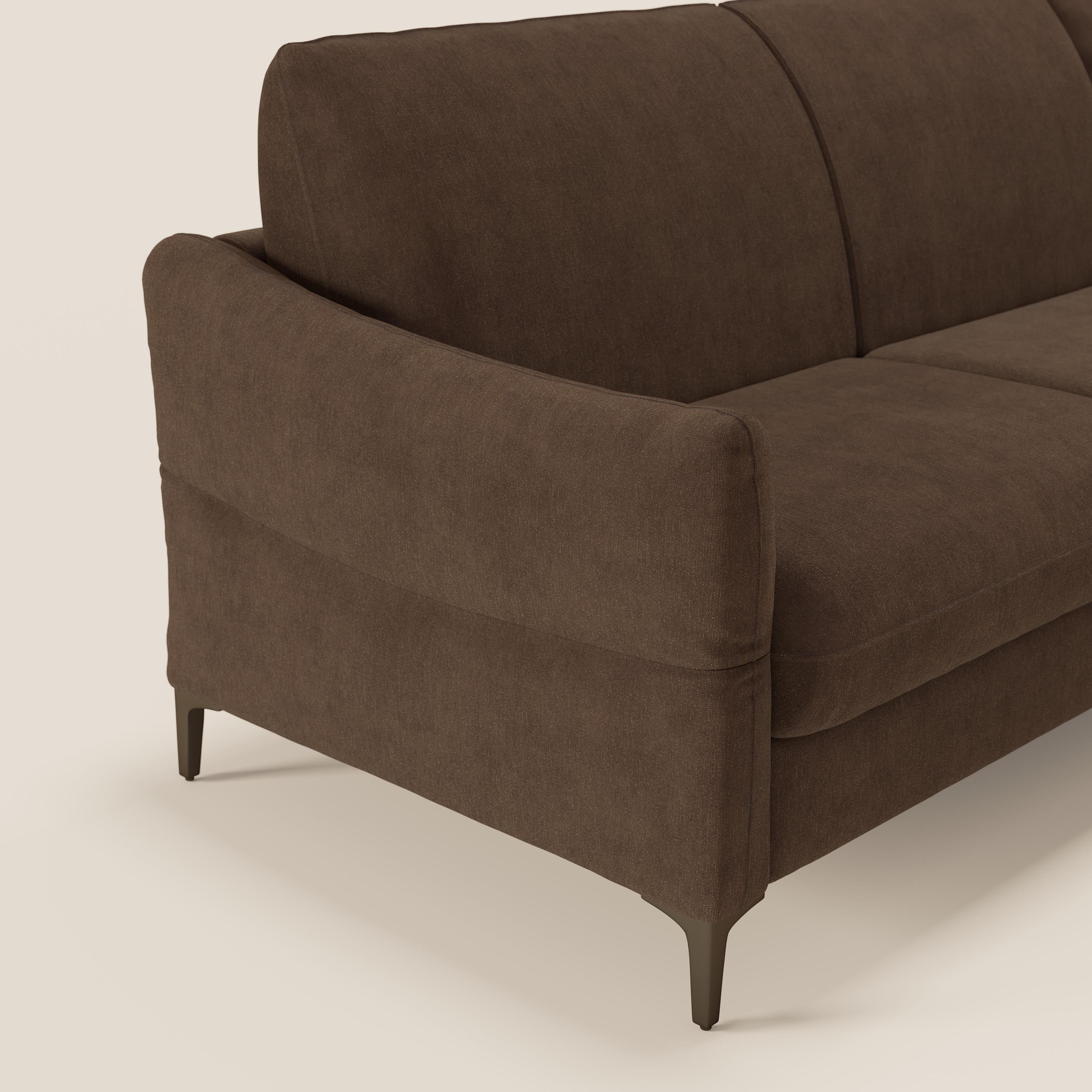 Dalia divano letto angolare con materasso alto 18 cm piedini alti e penisola contenitore in tessuto smacchiabile T17 - divani.store